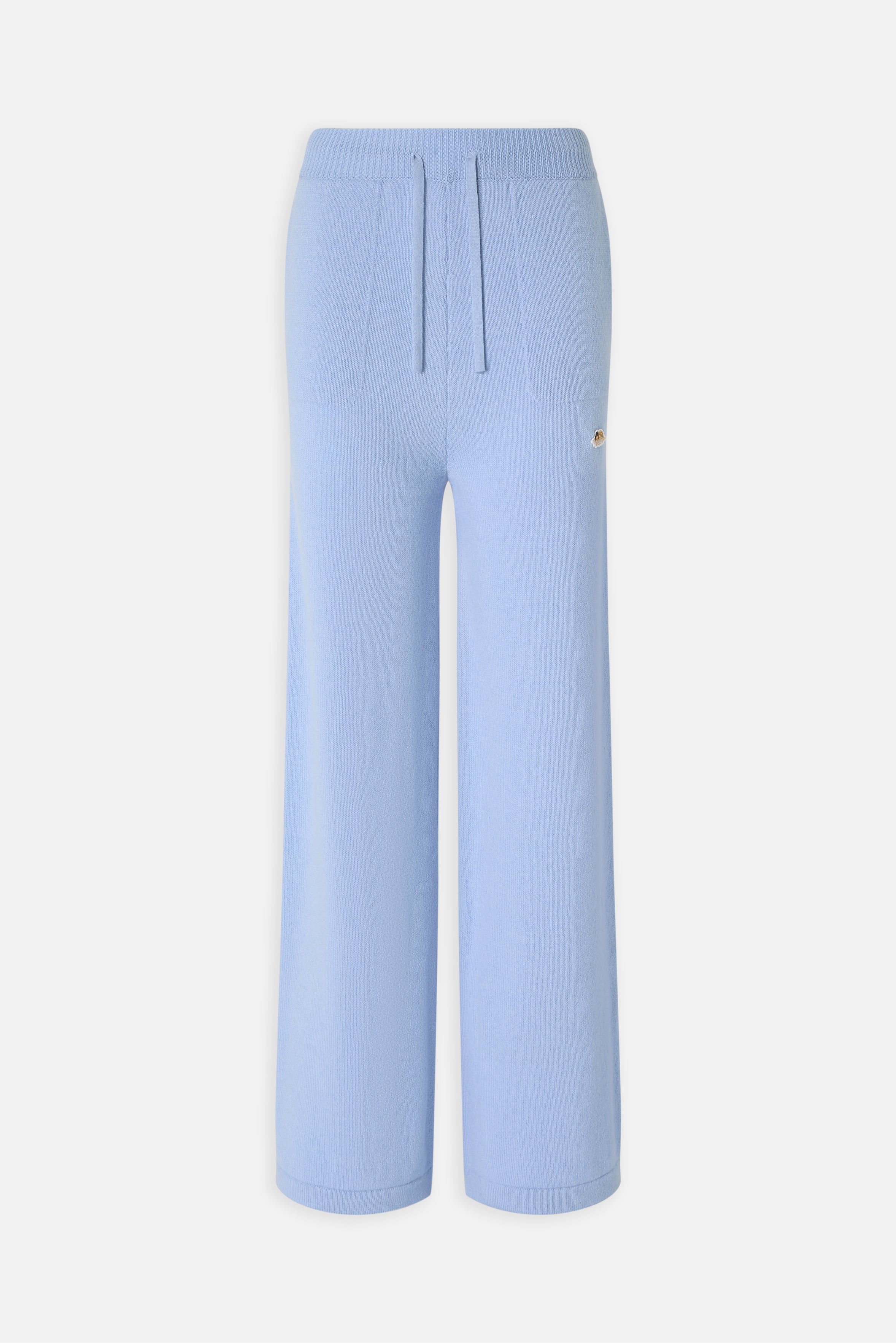 Angels Patch Knit Trousers Light Blue