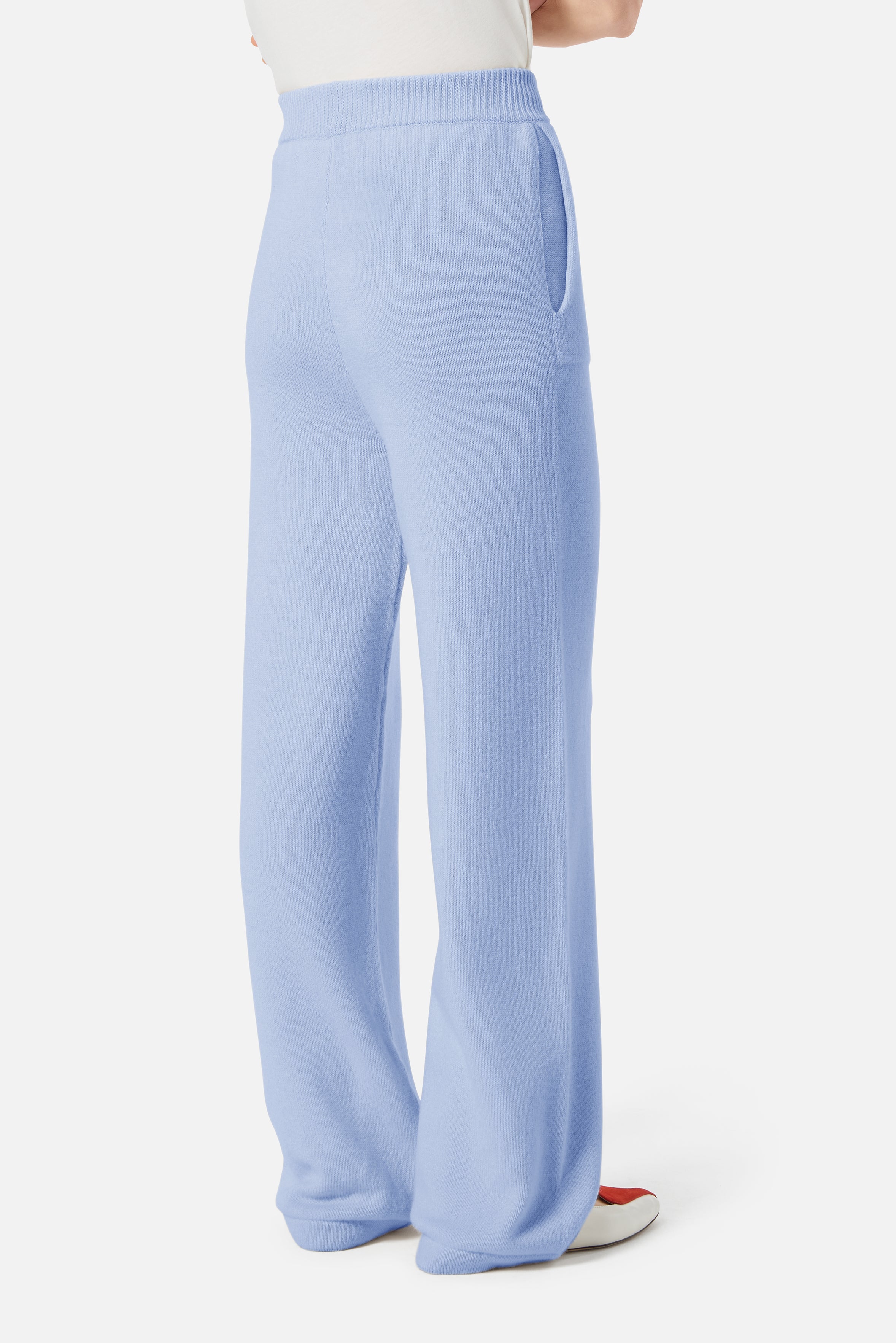 Angels Patch Knit Trousers Light Blue