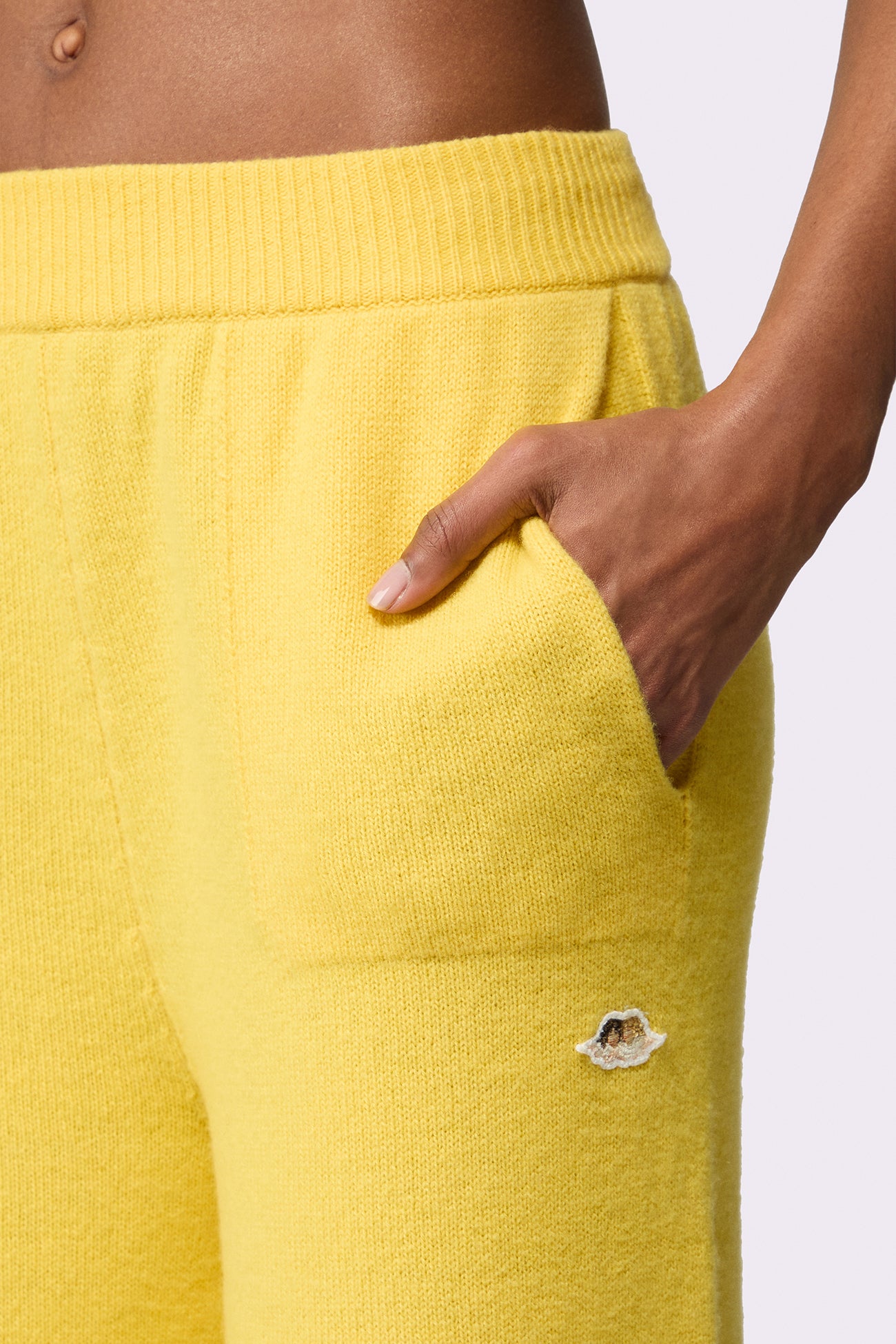 Angels Patch Knit Trousers Yellow