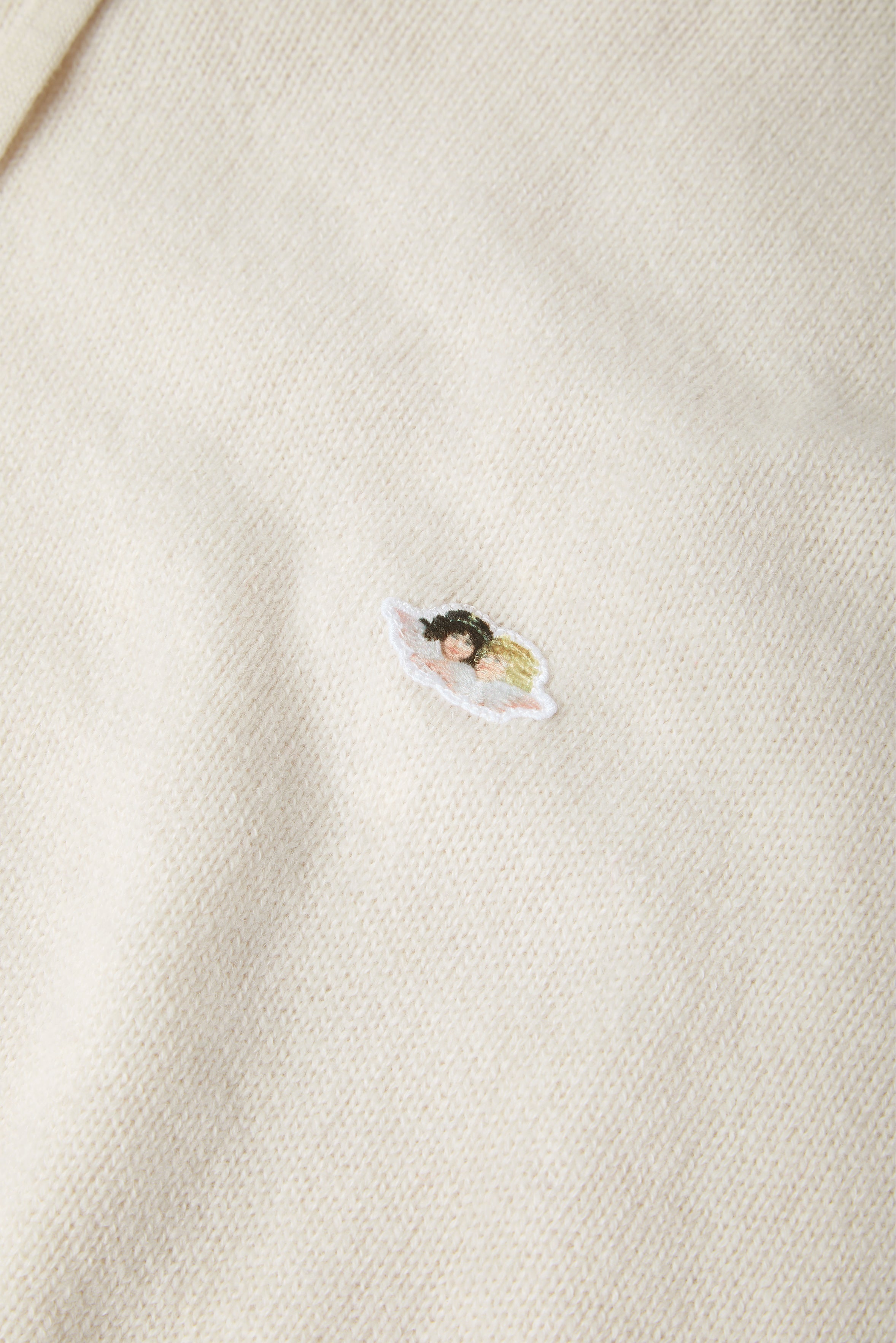 Angels Patch Knit Hoodie Beige