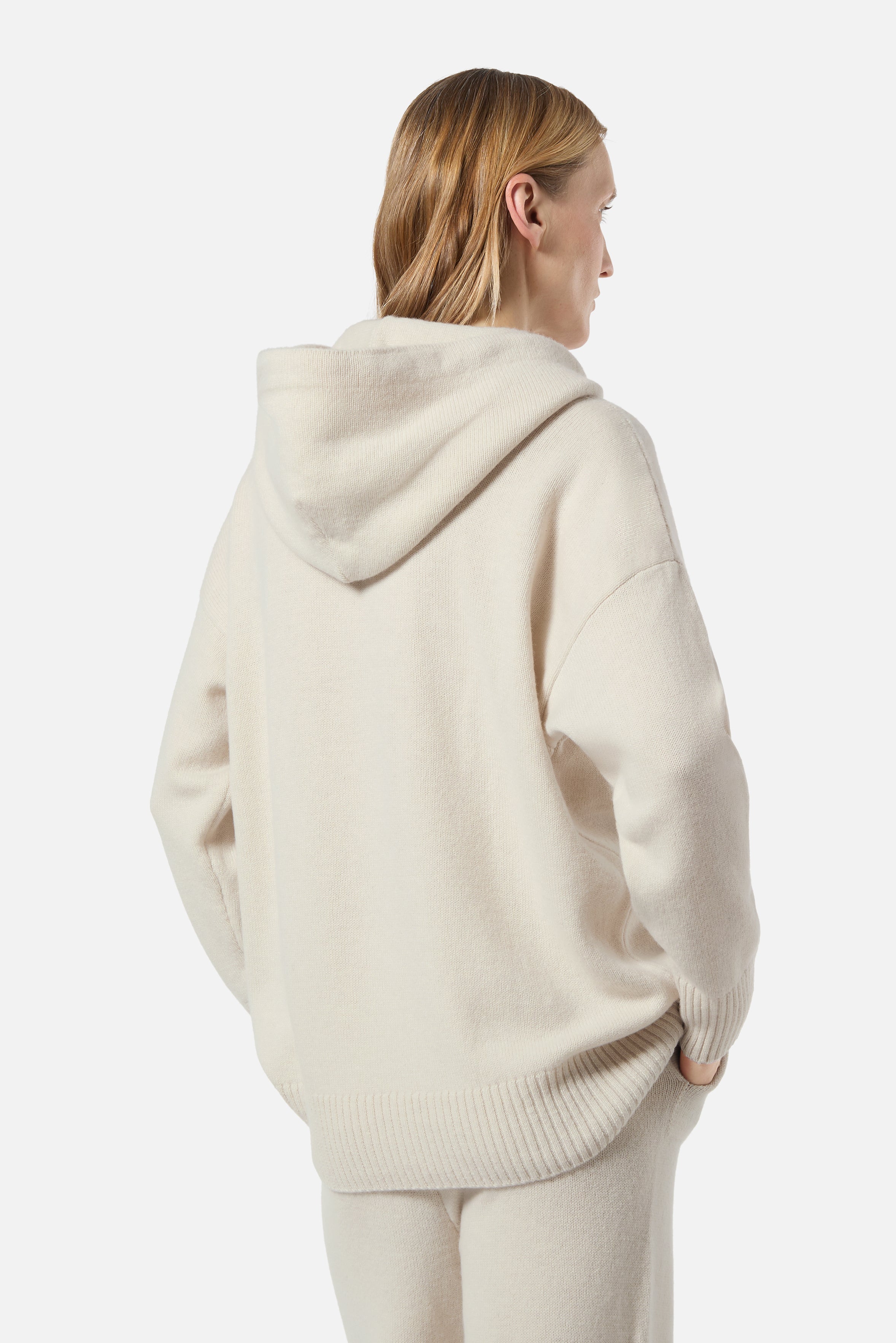 Angels Patch Knit Hoodie Beige