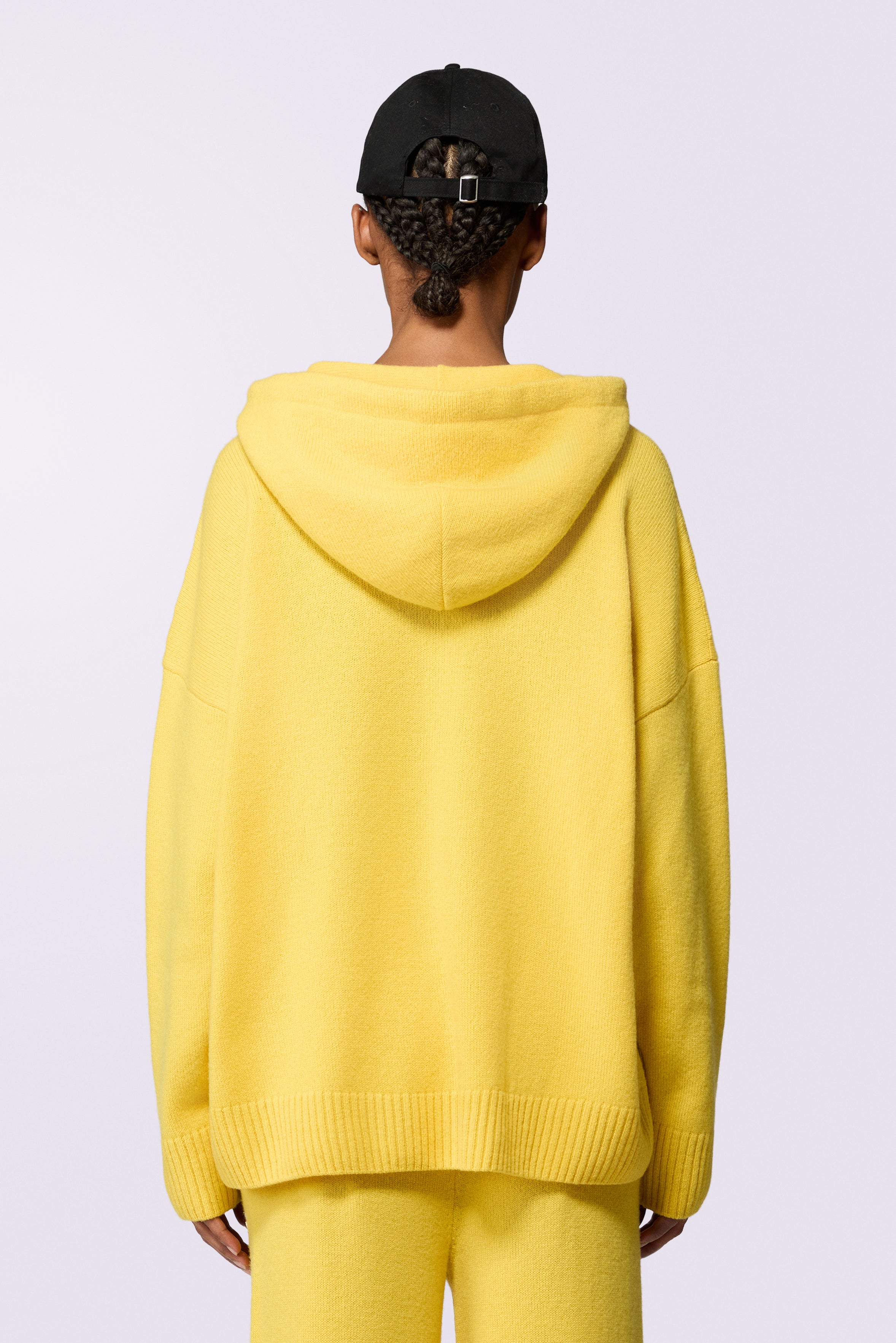 Angels Patch Knit Hoodie Yellow