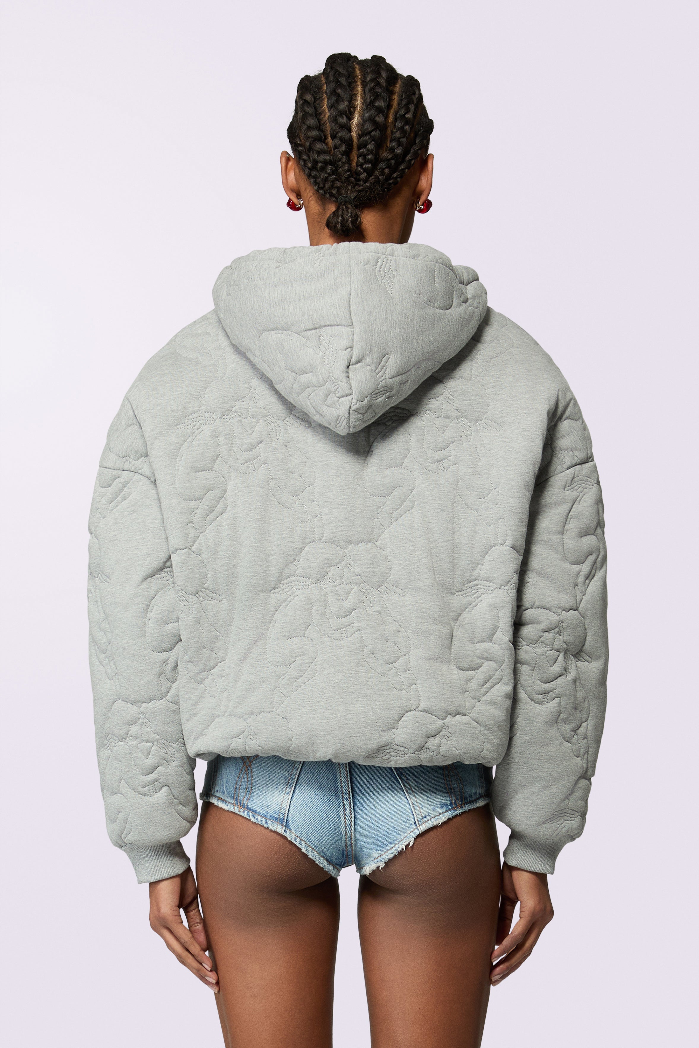 Kissing Angels Quilted Hoodie Grey