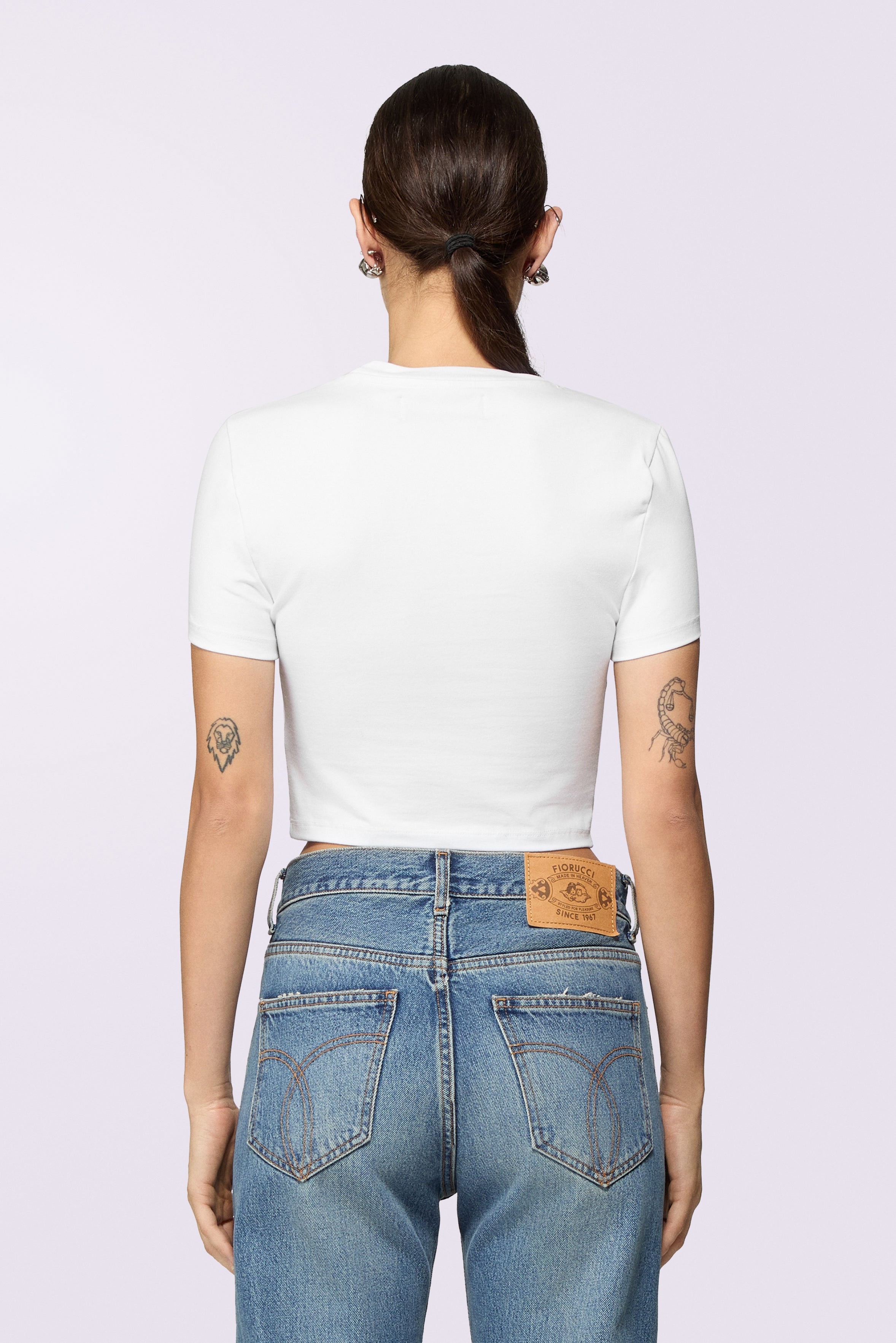 Kissing Angels Cropped T-Shirt White