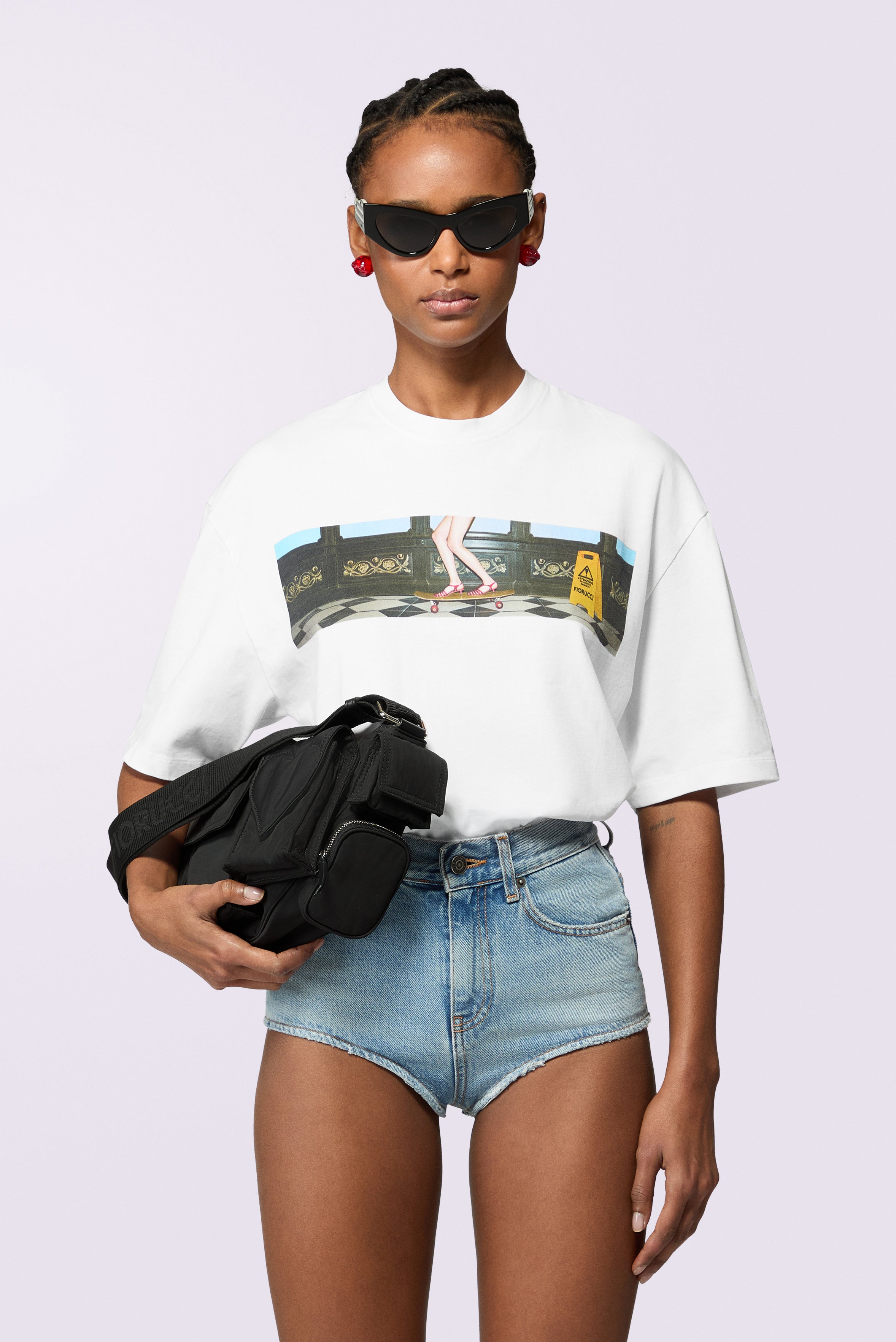 Skateboard Print Relaxed T-Shirt White