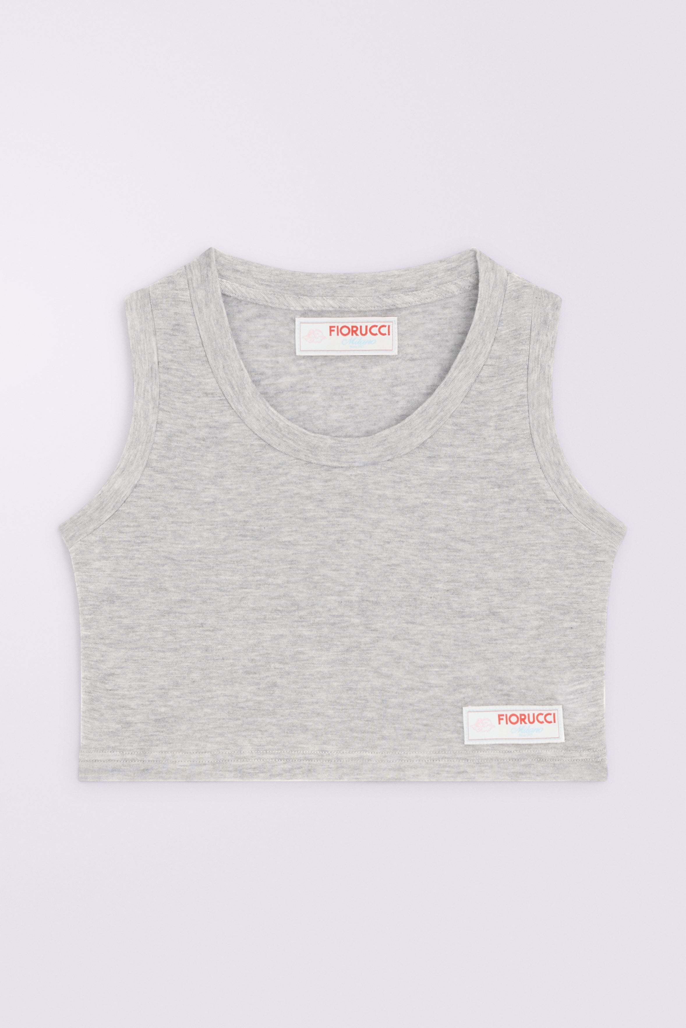 Label Jersey Crop Top Grey
