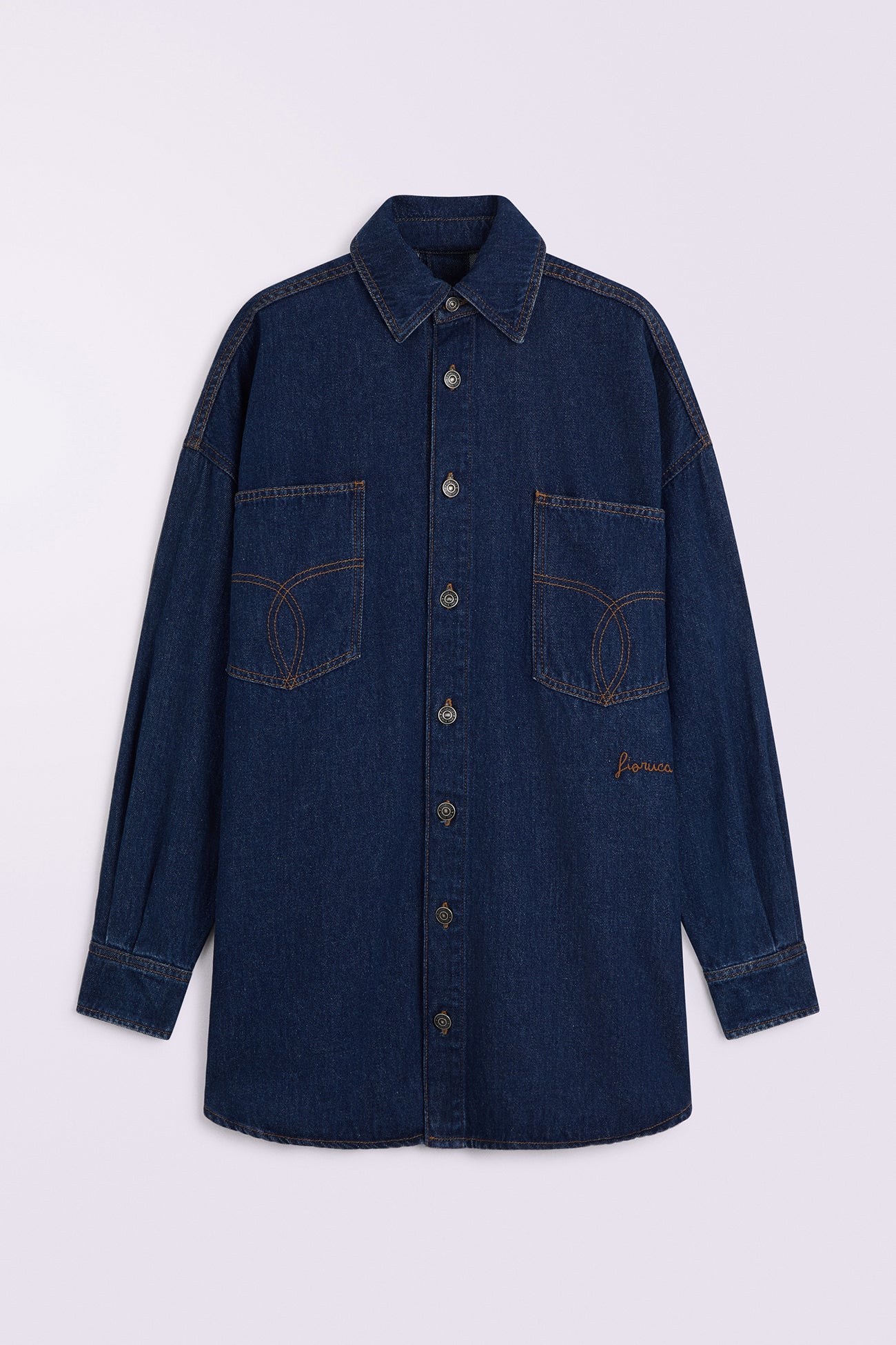 Open Back Denim Shirt Deep Blue