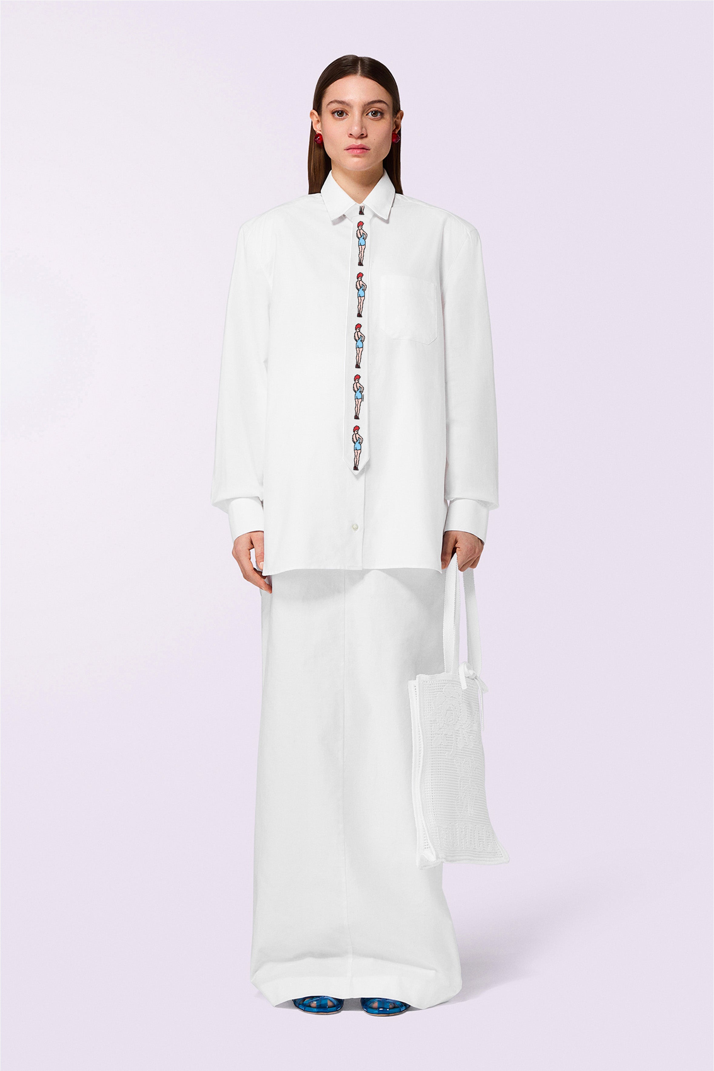 Embroidered Padded Shirt White