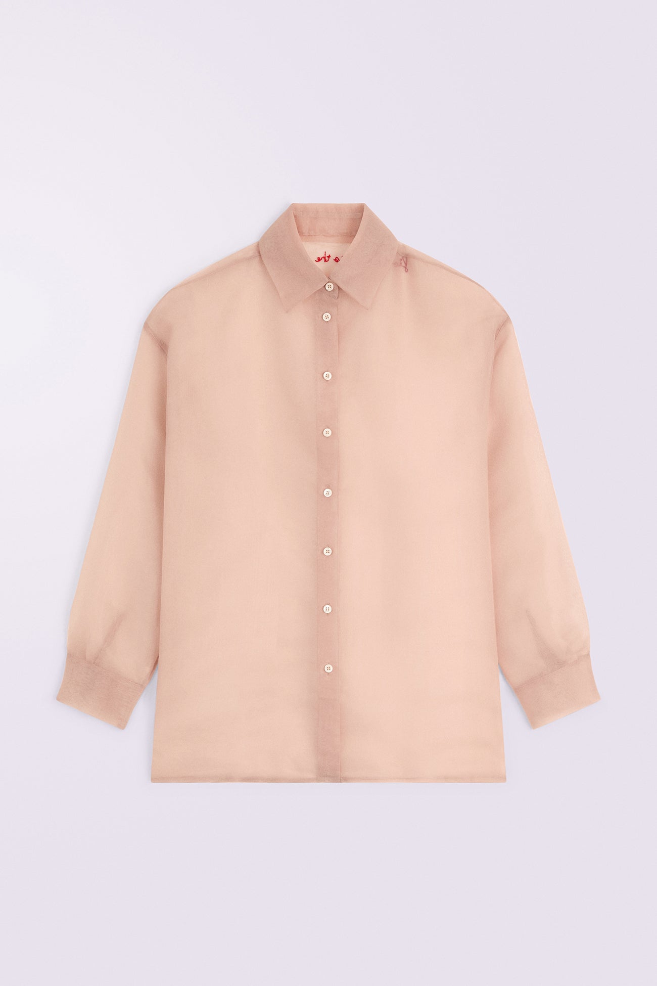 Embroidered Sheer Shirt Nude