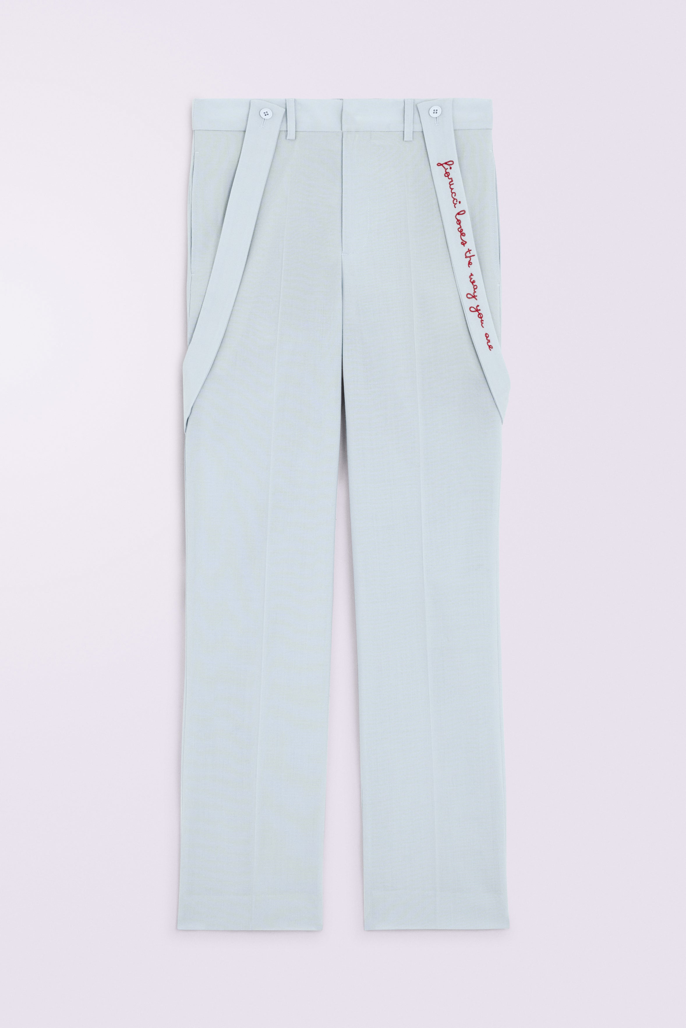 Embroidered Suspender Trousers Blue