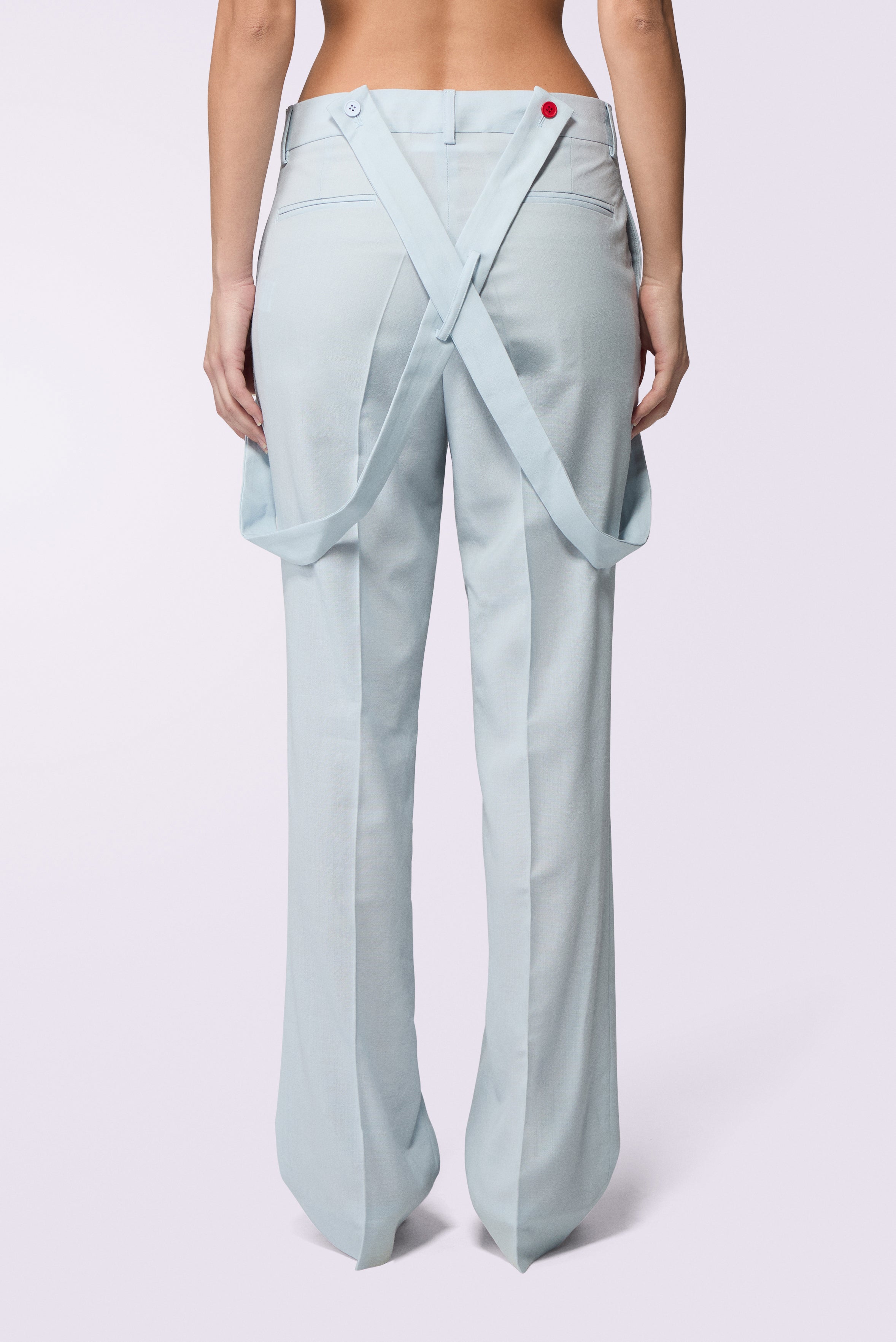 Embroidered Suspender Trousers Blue