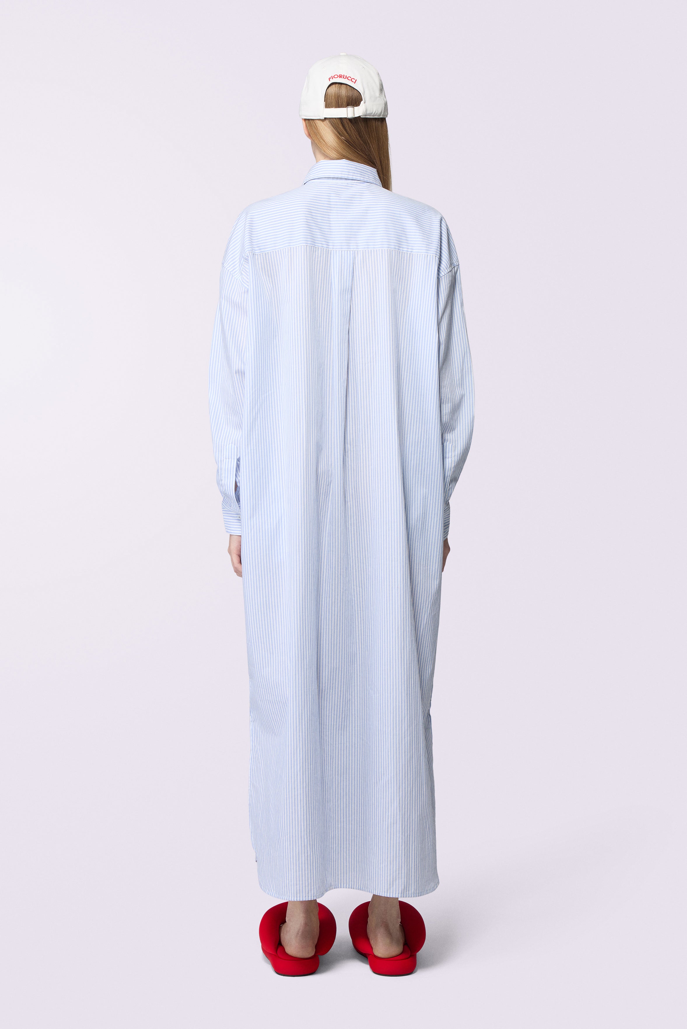 Stripe Maxi Shirt Dress Blue