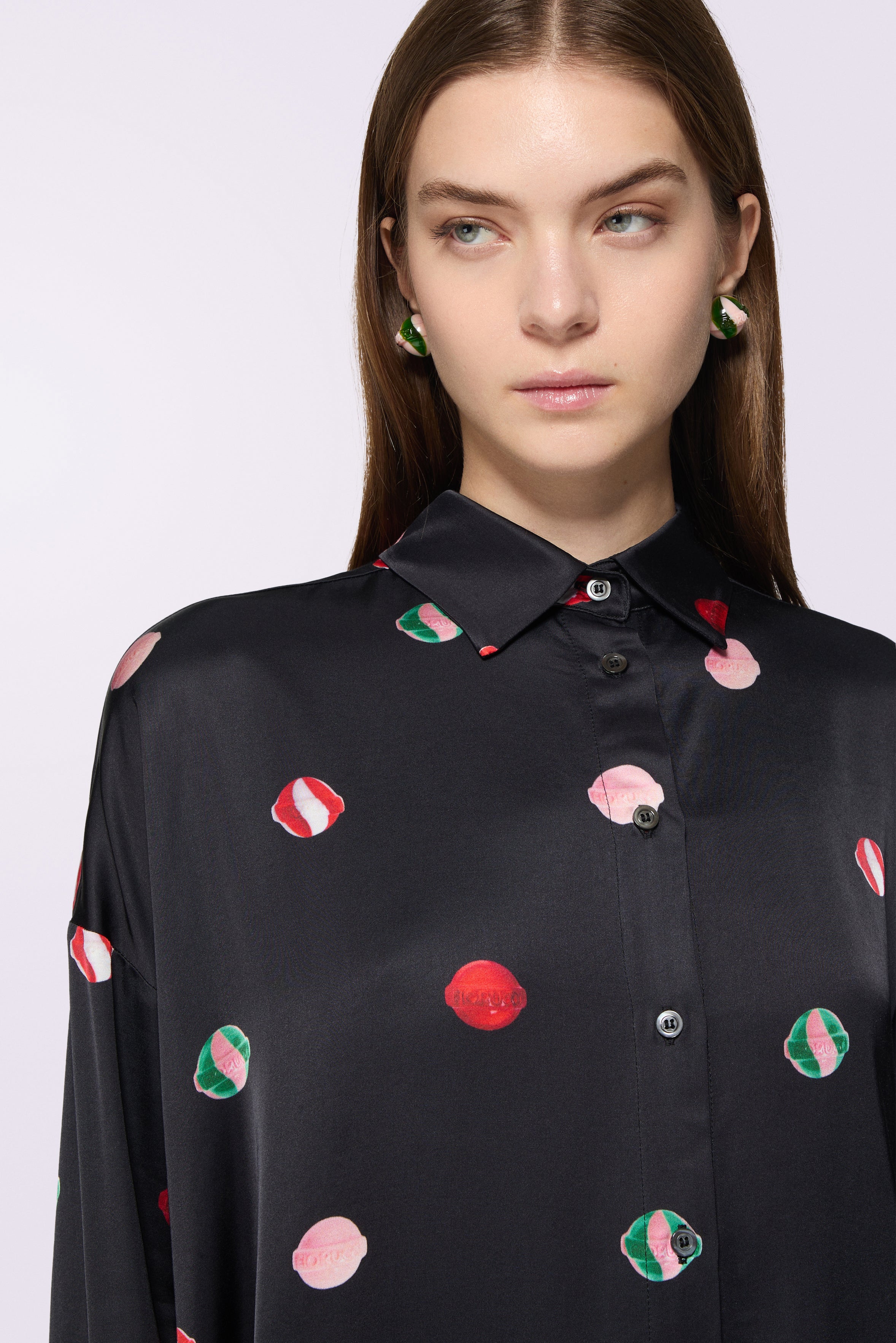 Lollipop Print Overshirt Black