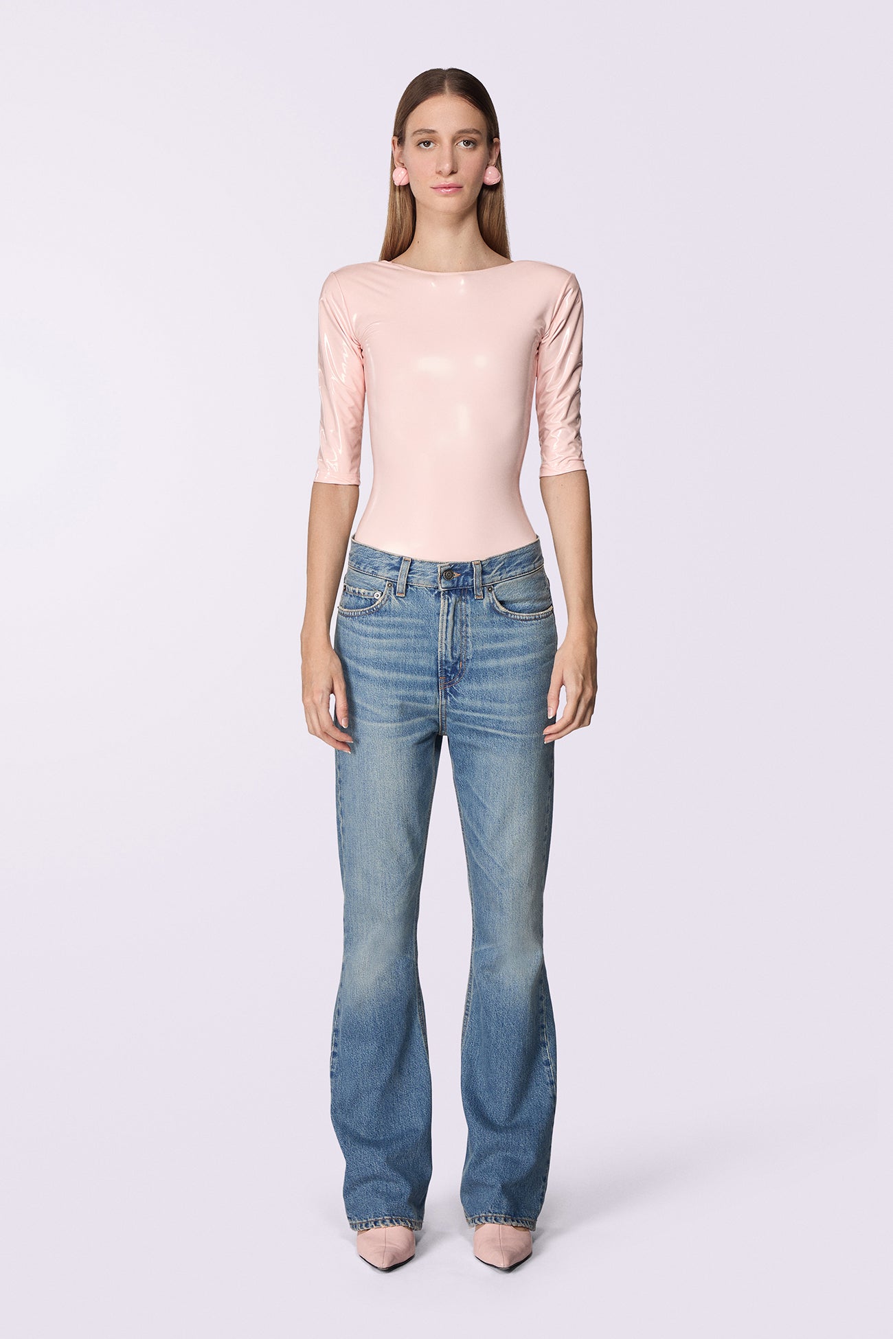 Low Rise Flare Jeans Mid Blue