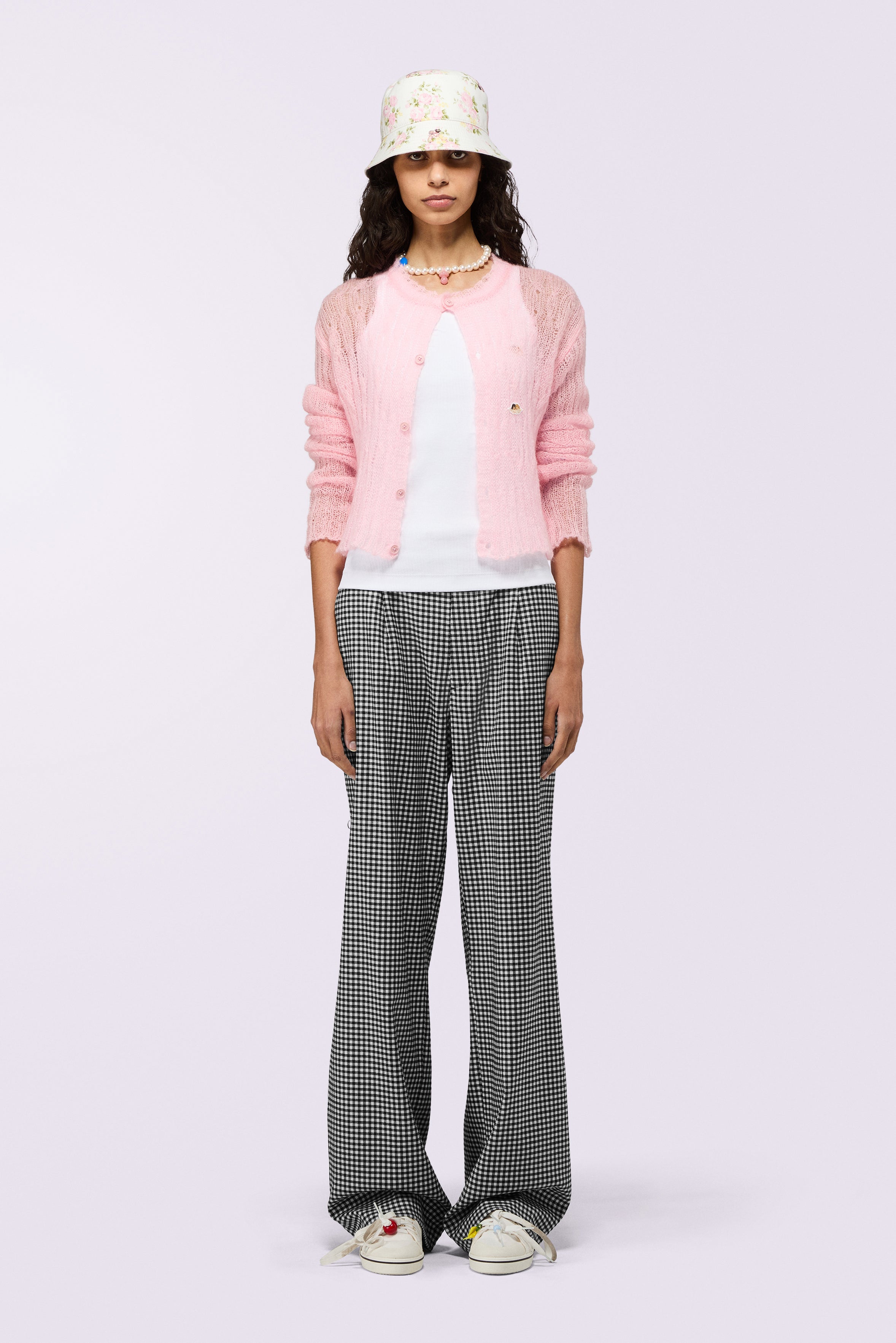 Gingham Trousers Black