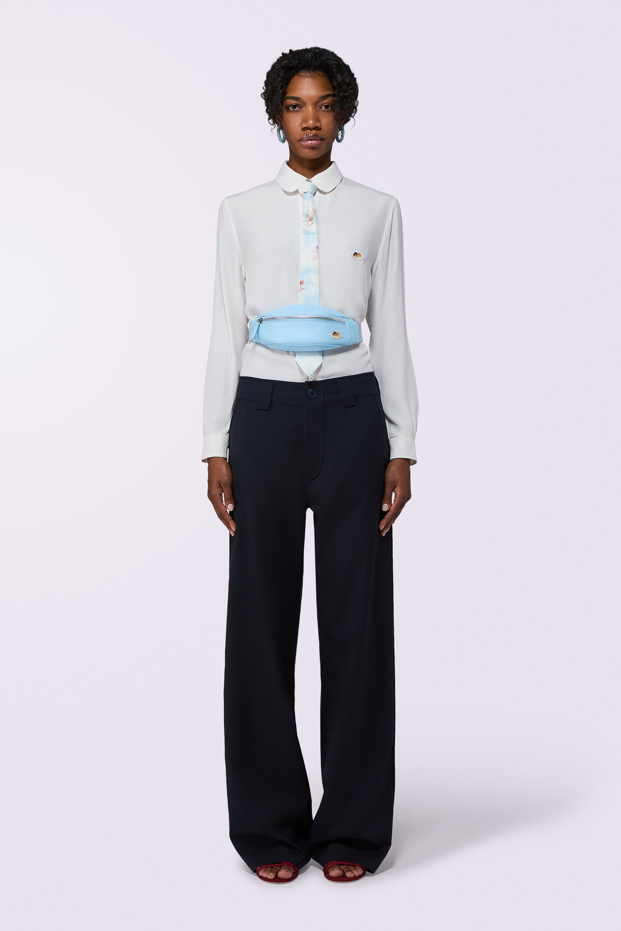 Light Wool Trousers Navy