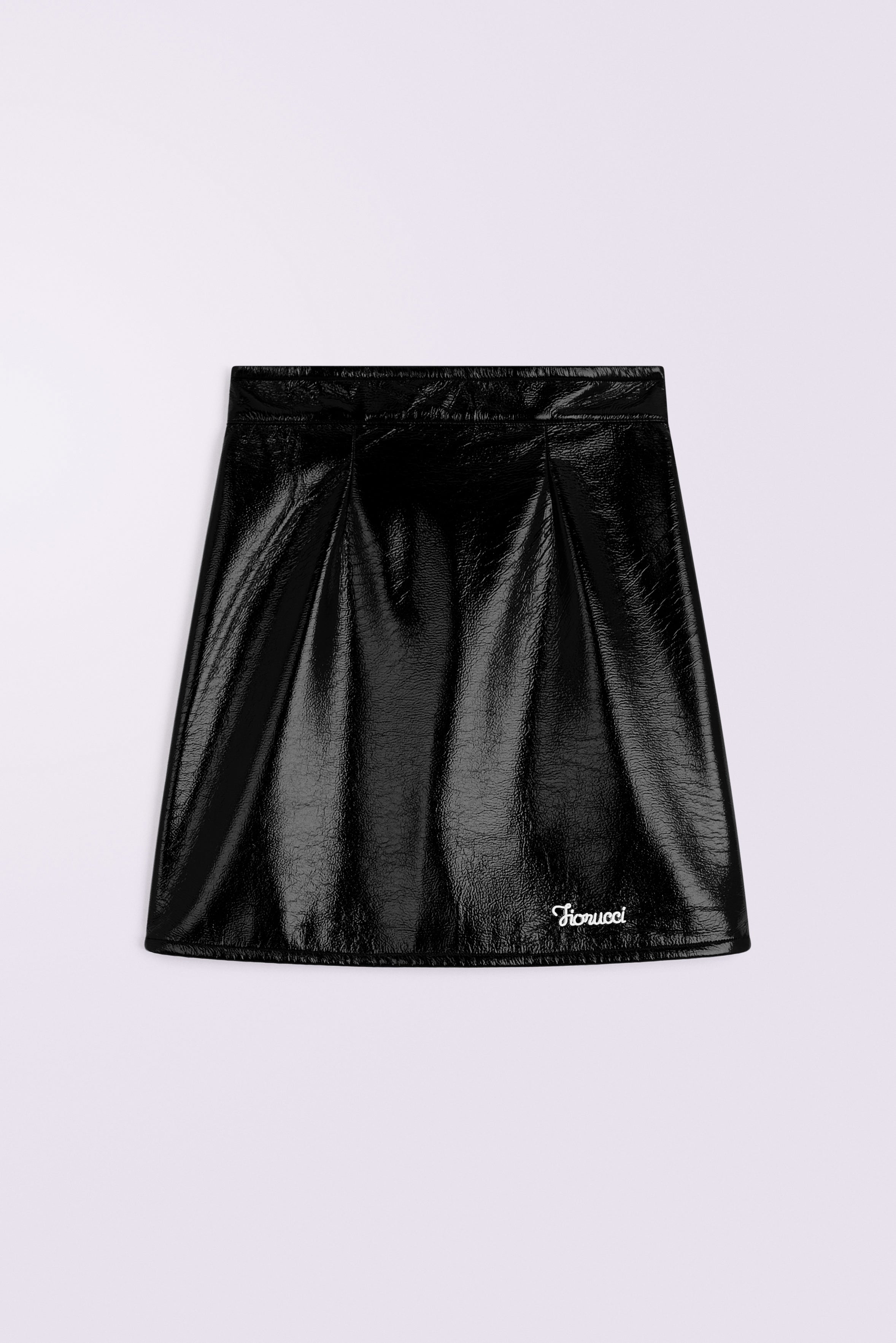 Logo Embroidered Vinyl Mini Skirt Black