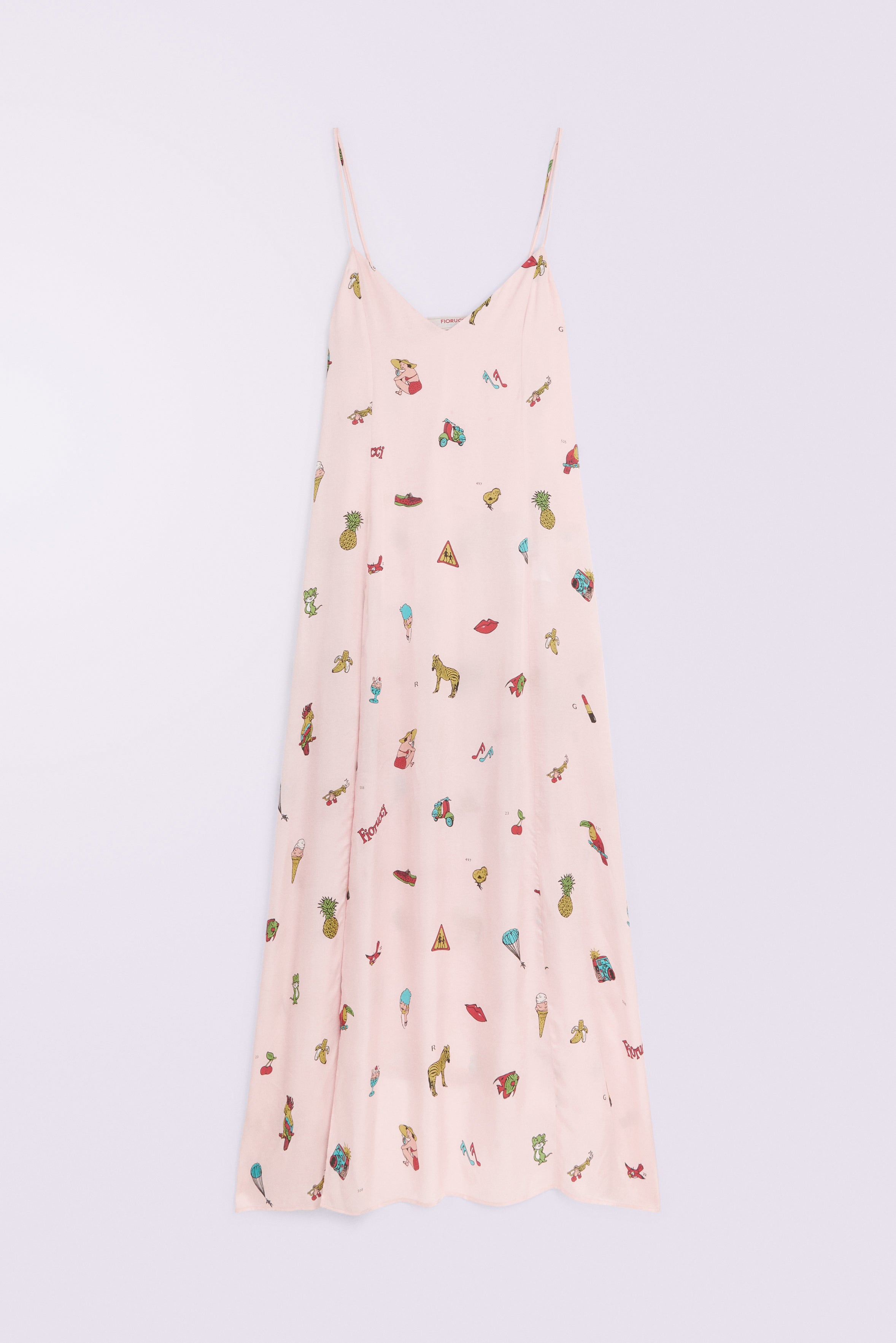 Toys Print Slip Maxi Dress Pink
