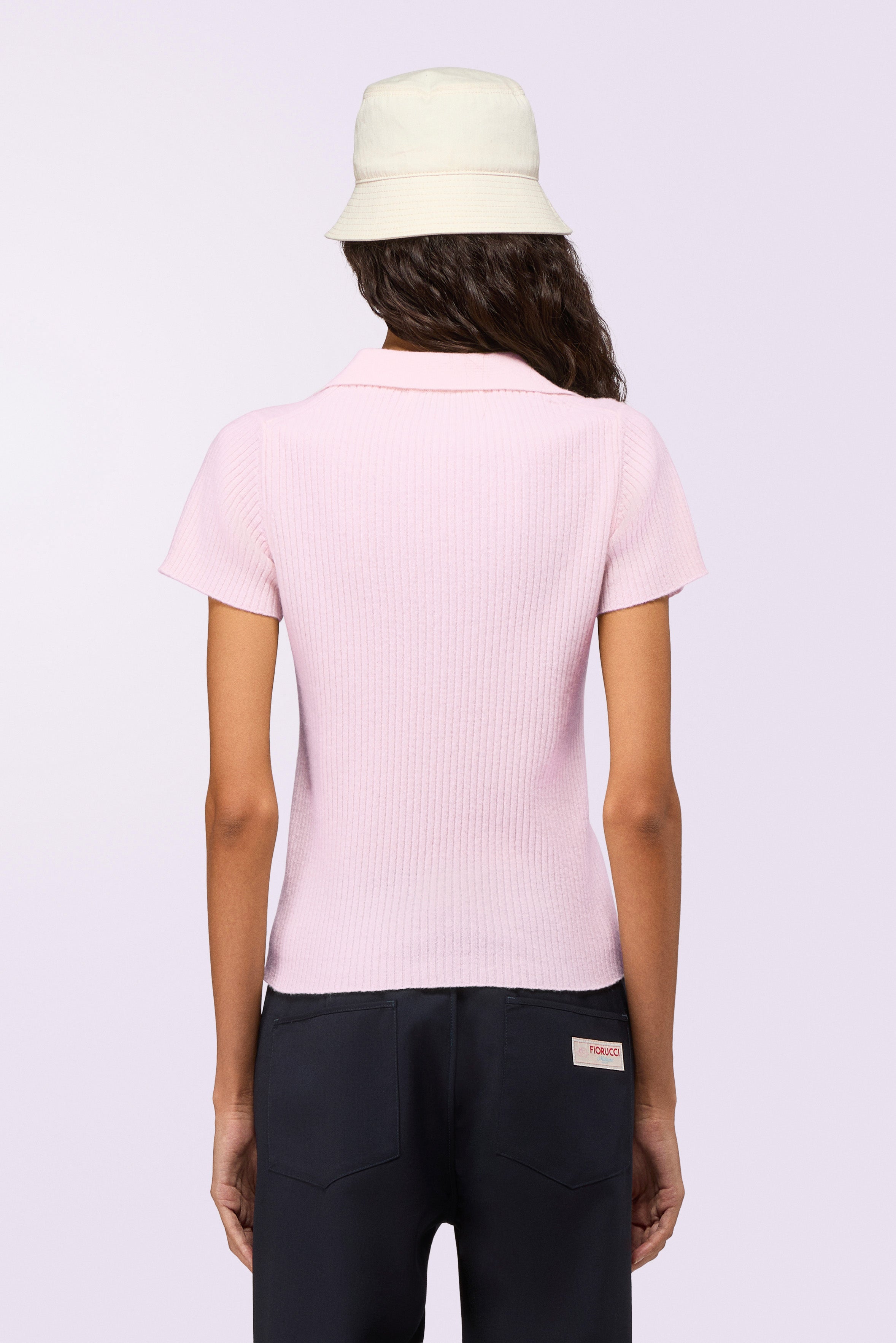 Embroidered Knit Polo Shirt Pink