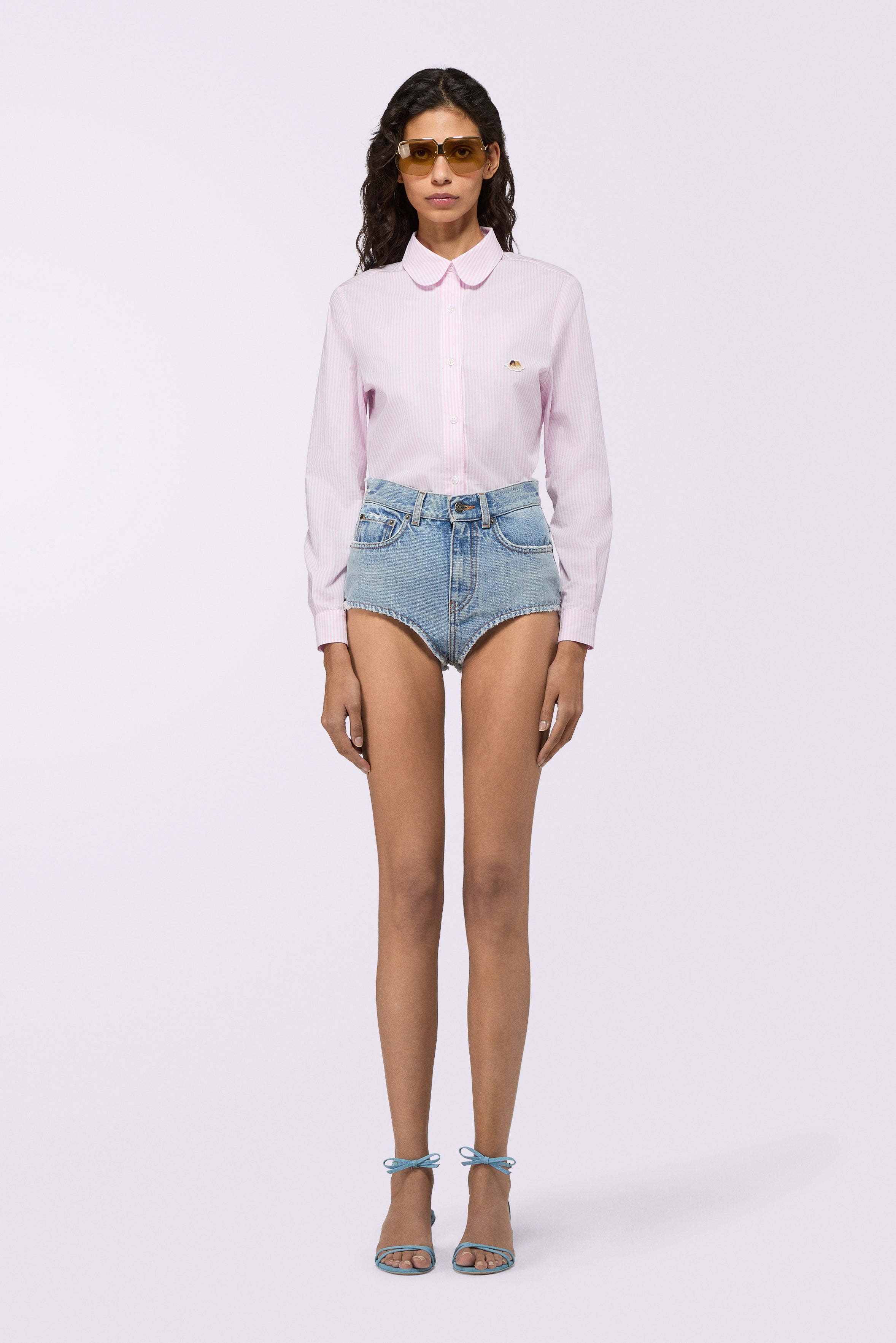 Angels Patch Striped Shirt Pink