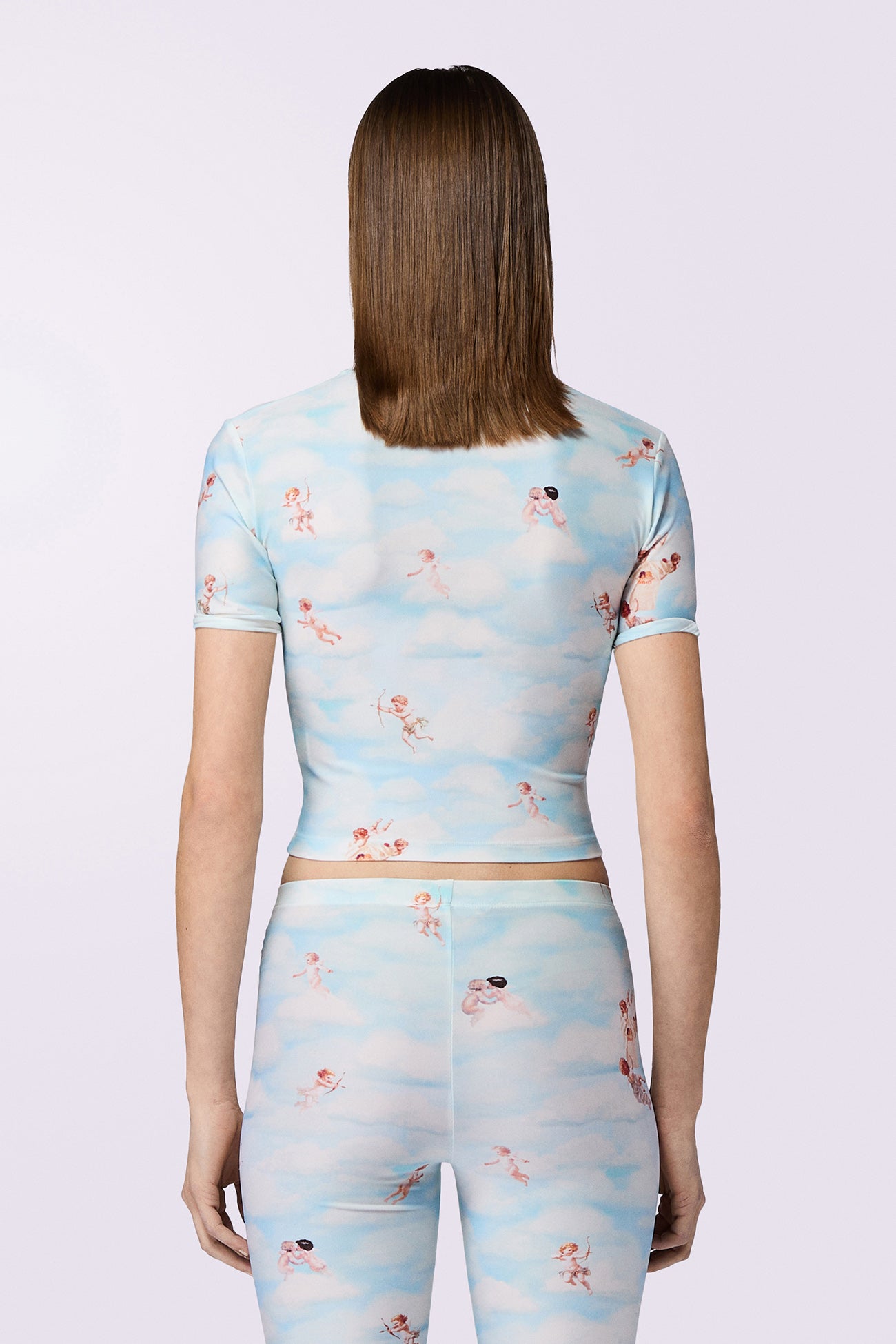 Beatitudo Print Crop Top Blue