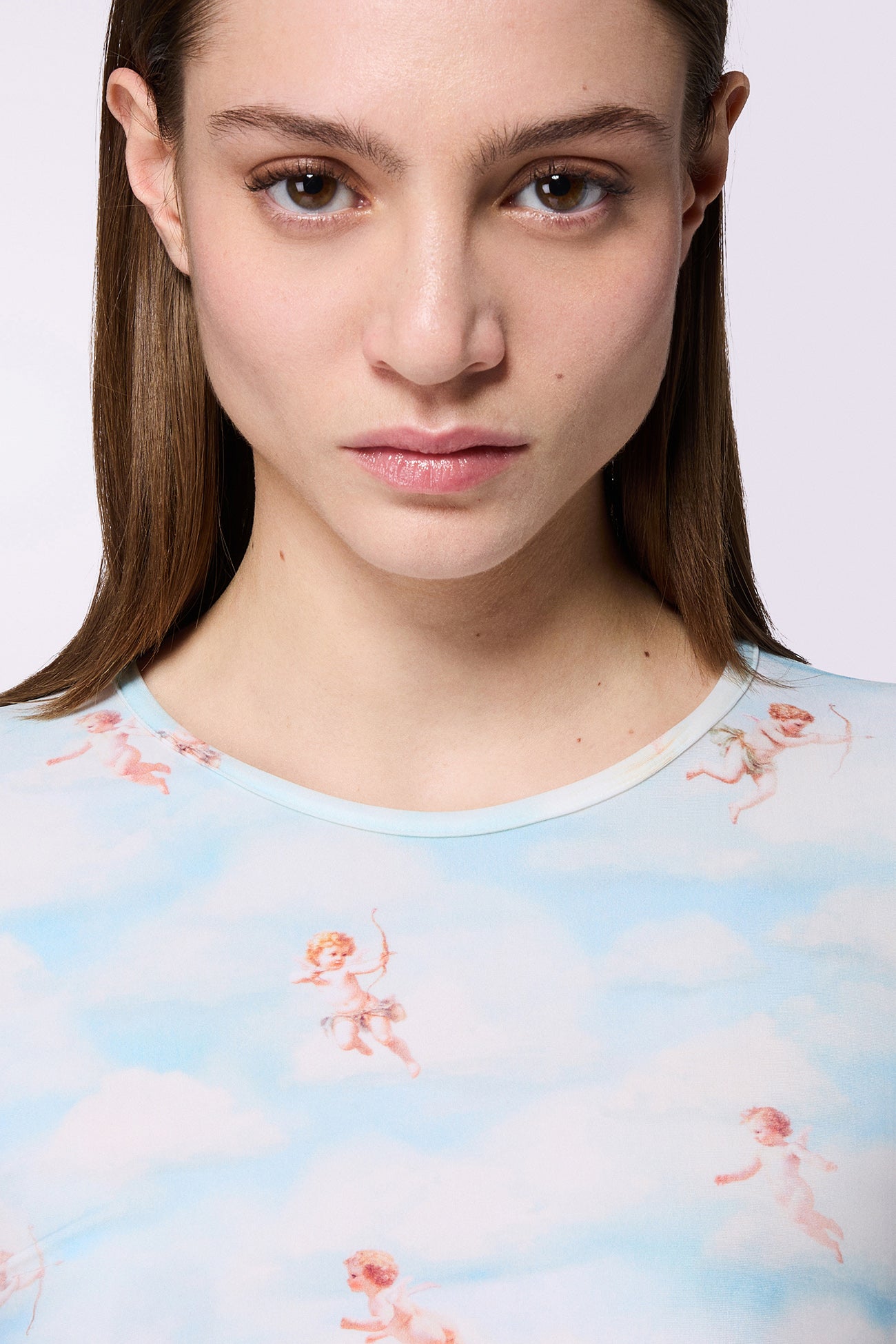 Beatitudo Print Crop Top Blue