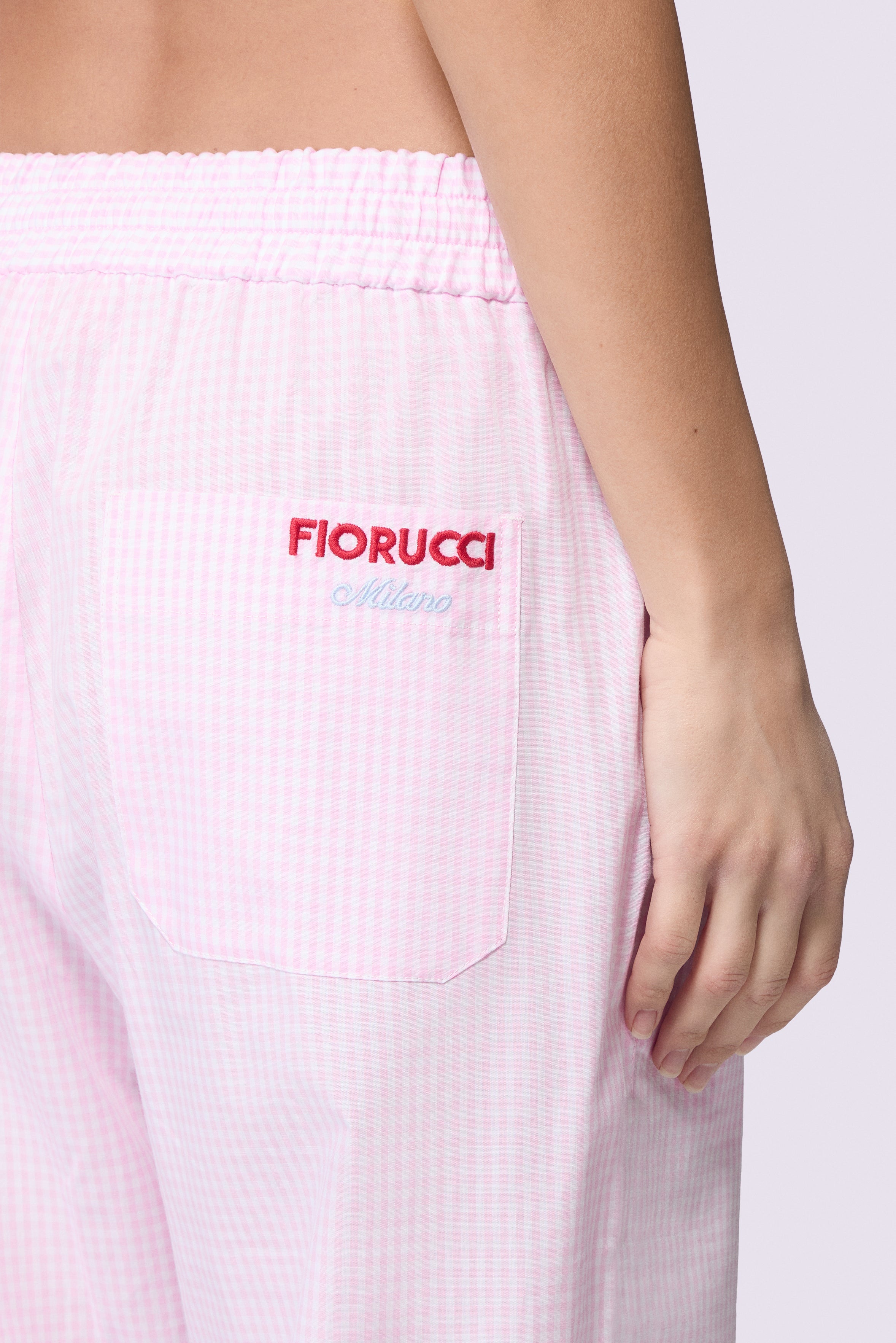 Gingham Logo Trousers Pink