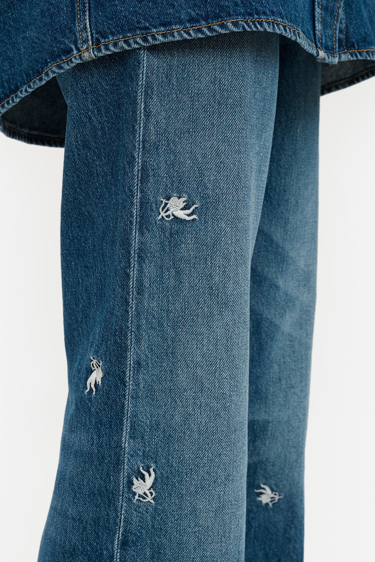 Cupid Embroidered Wide Leg Jeans