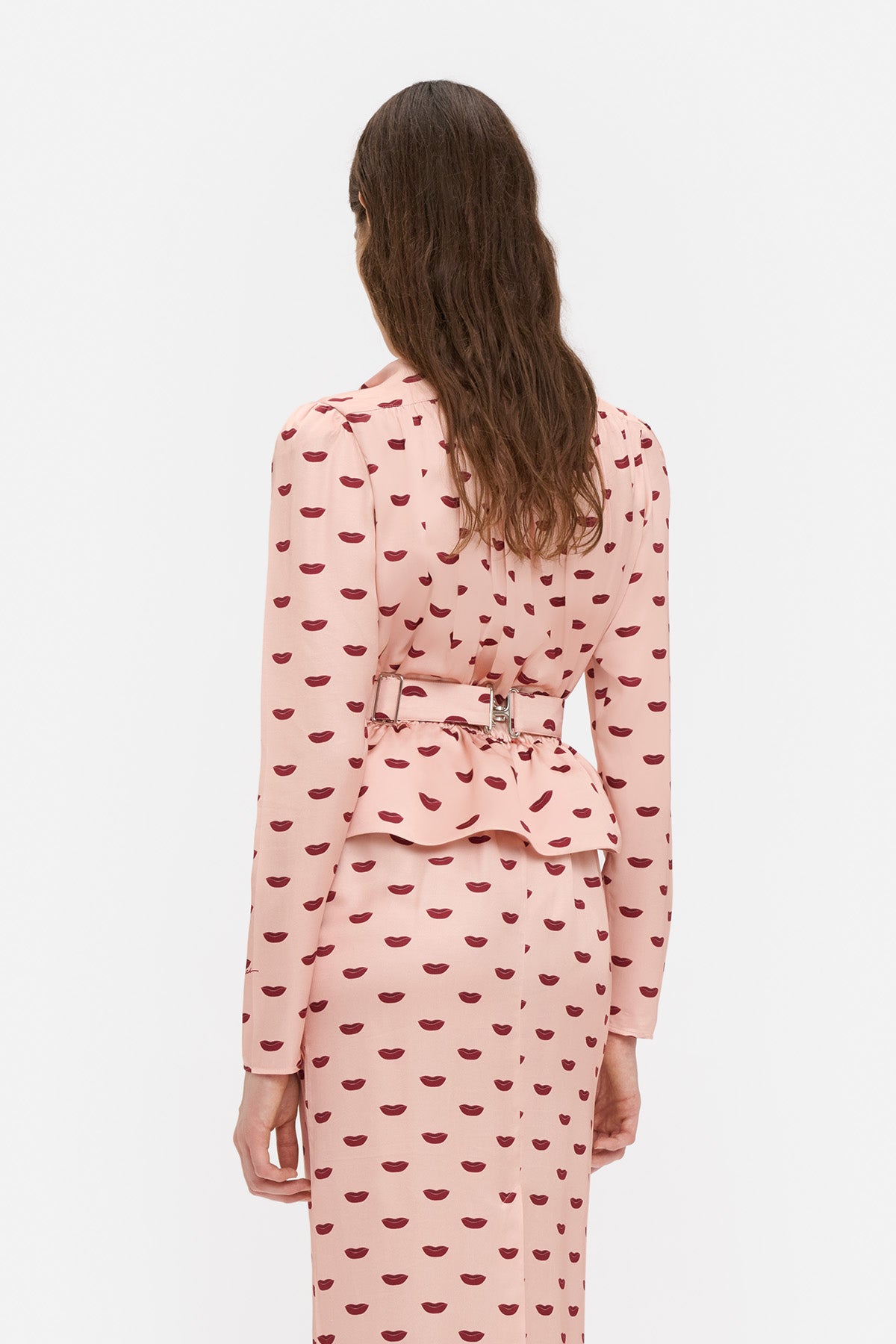 Lips Peplum Midi Dress