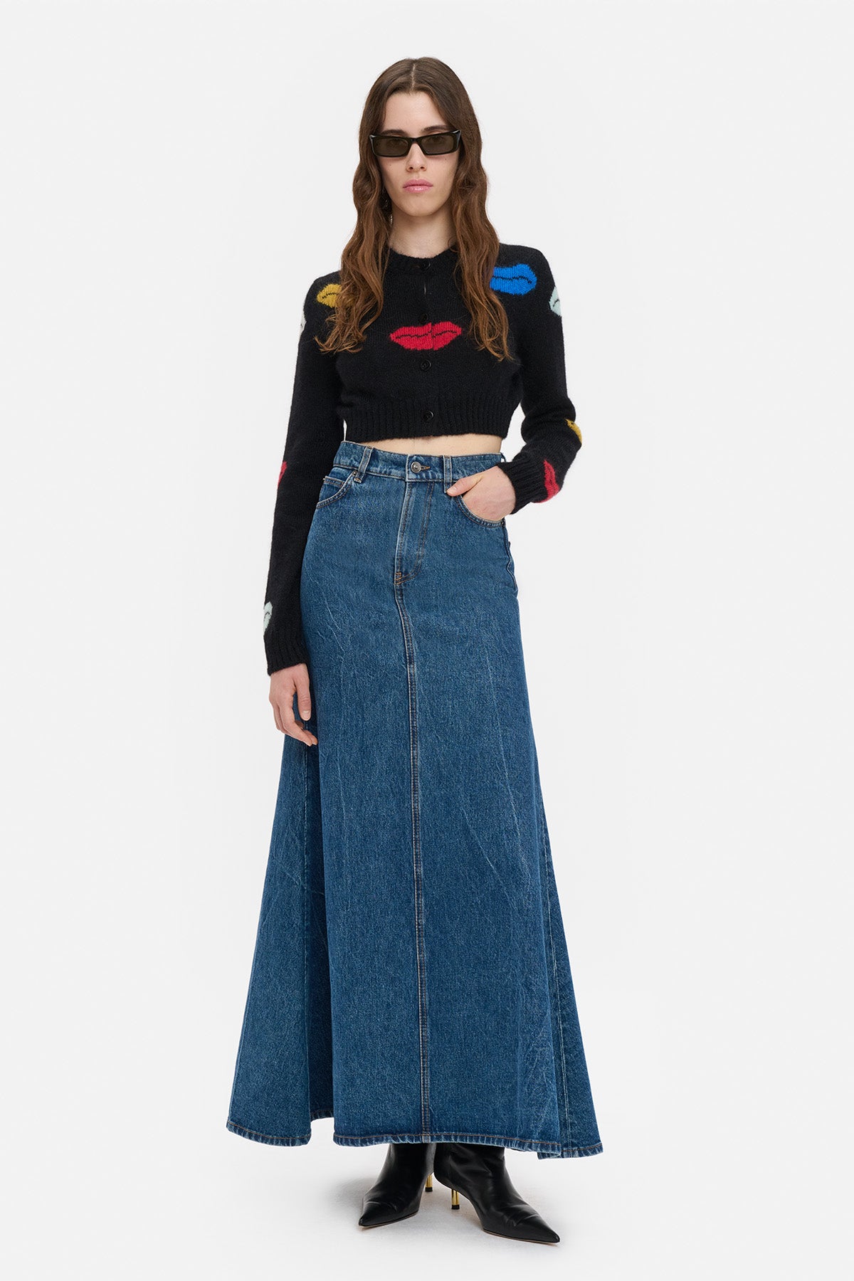 Lips Mohair Cropped Cardigan