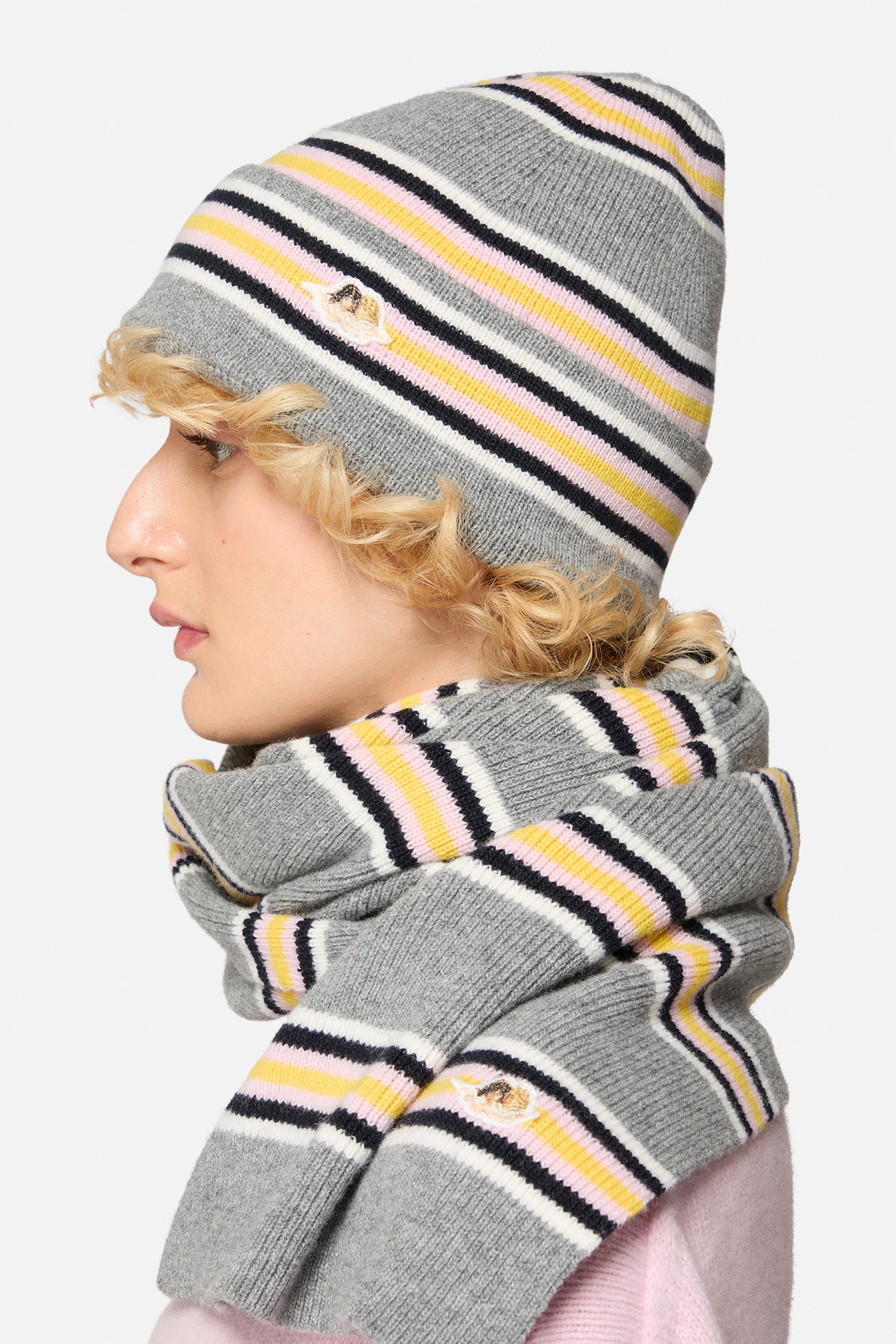 Angels Patch Striped Beanie