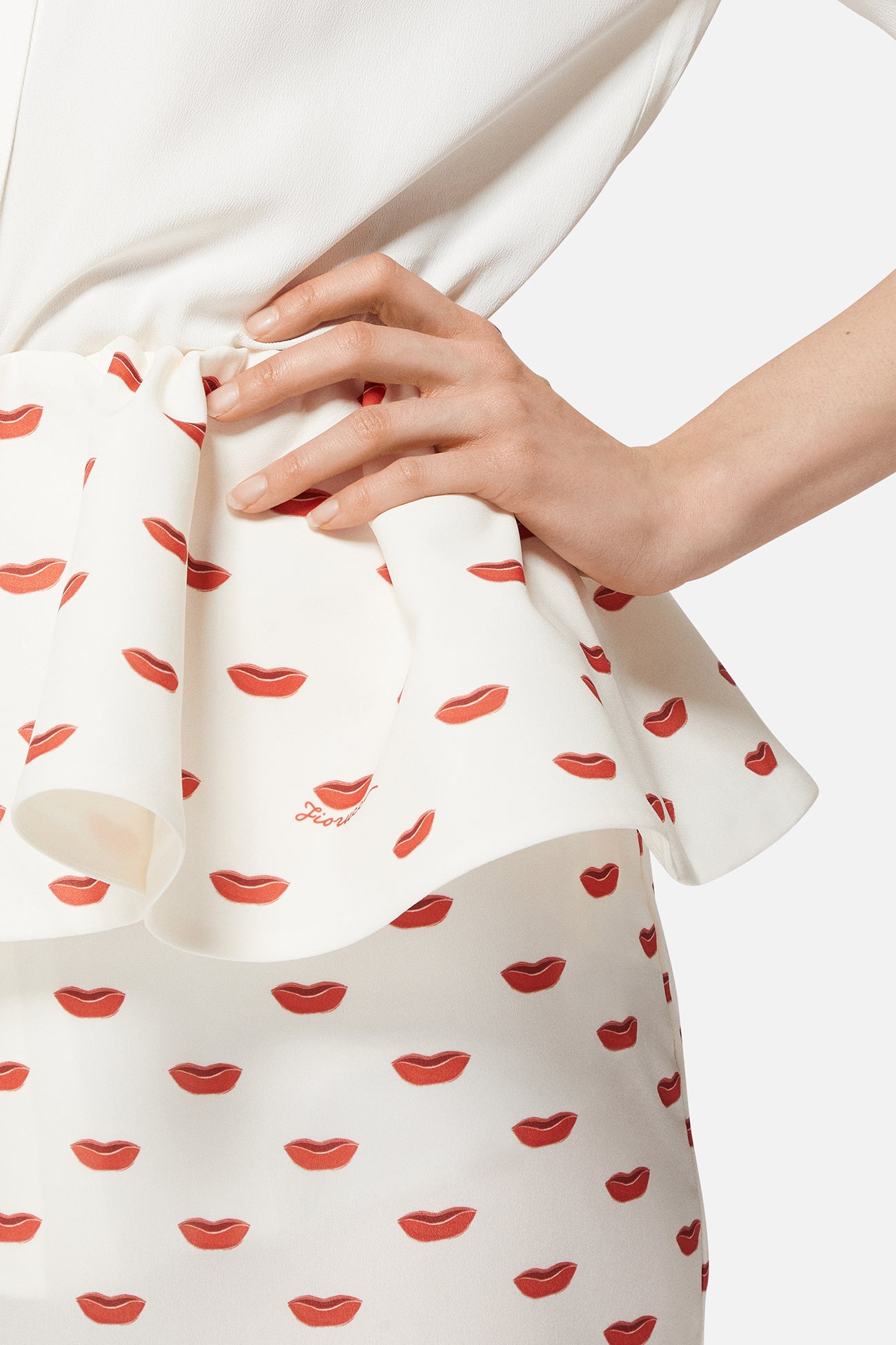 Lips Peplum Midi Skirt