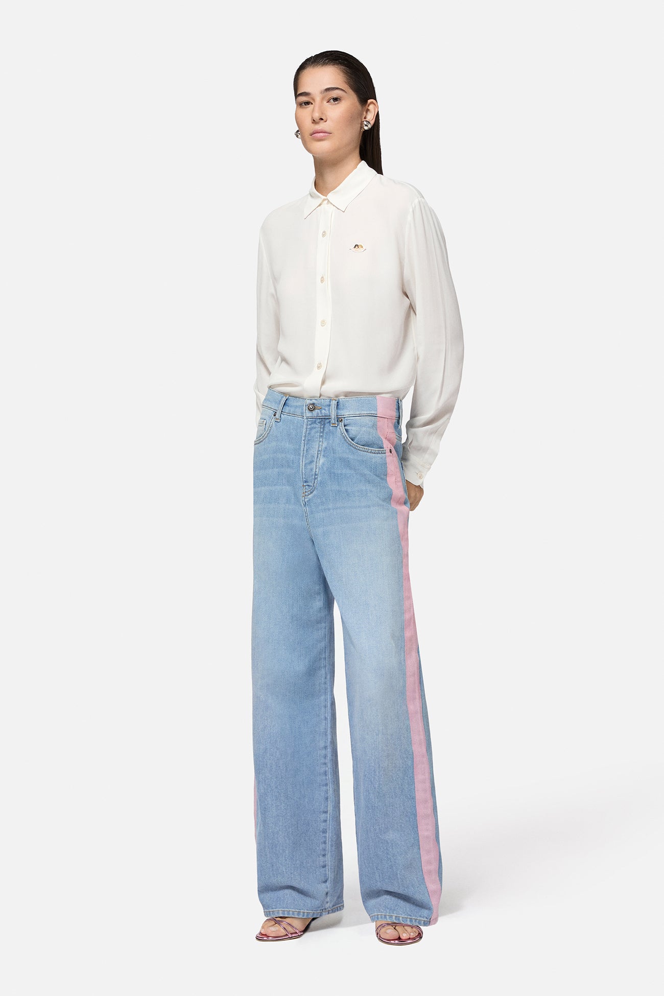 Pink Stripe Baggy Jeans