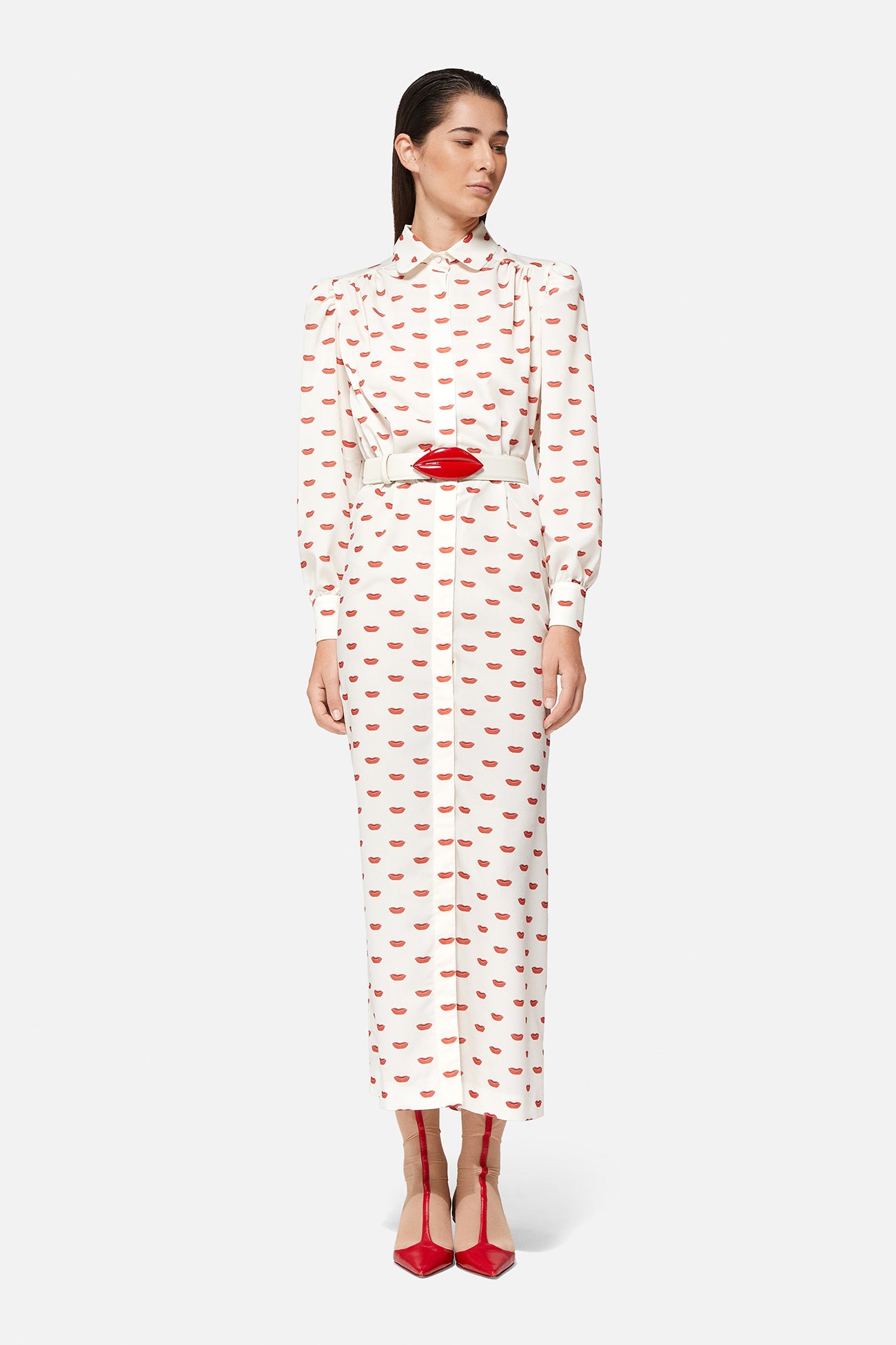 Lips Midi Shirt Dress
