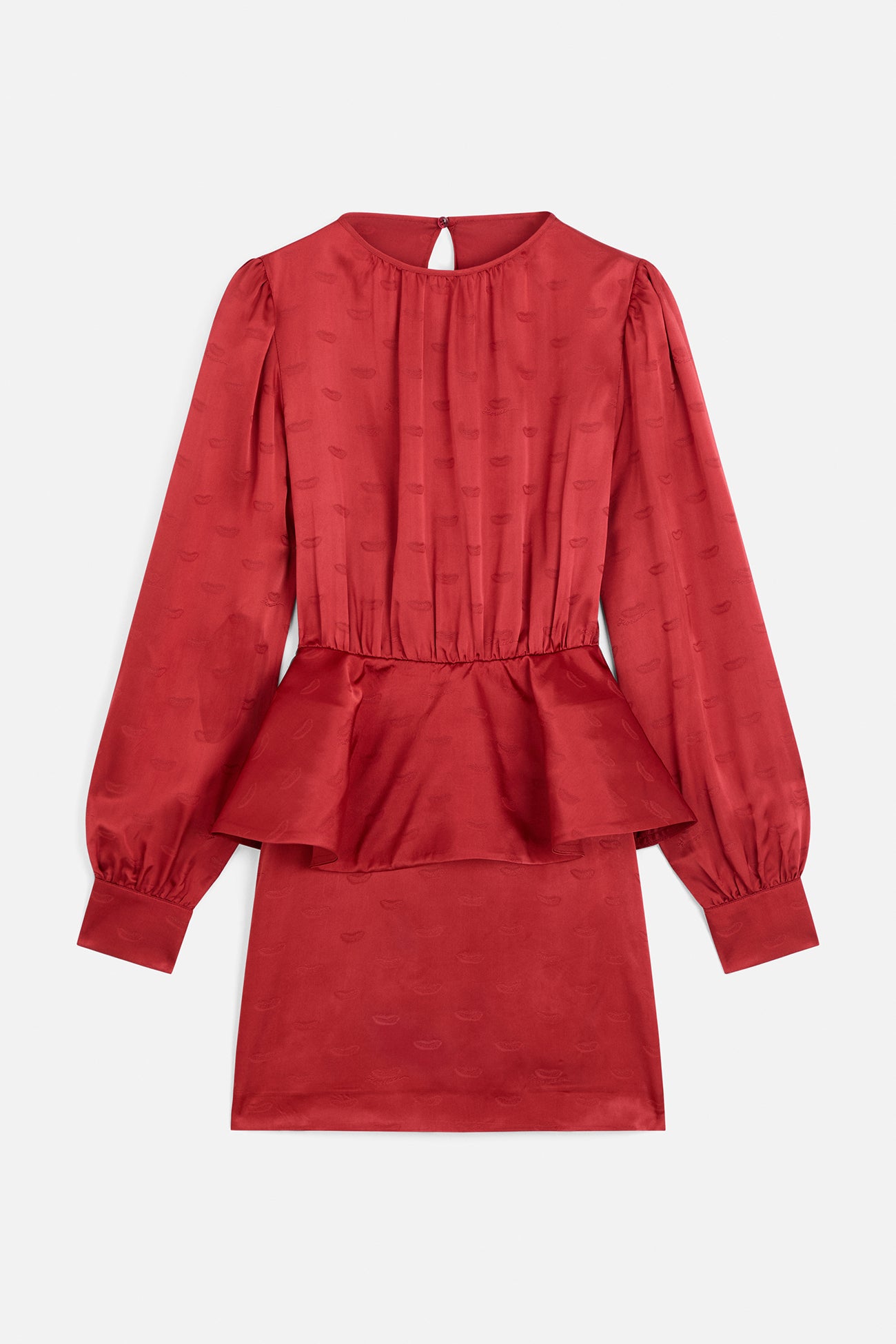 Lips Jacquard Peplum Mini Dress
