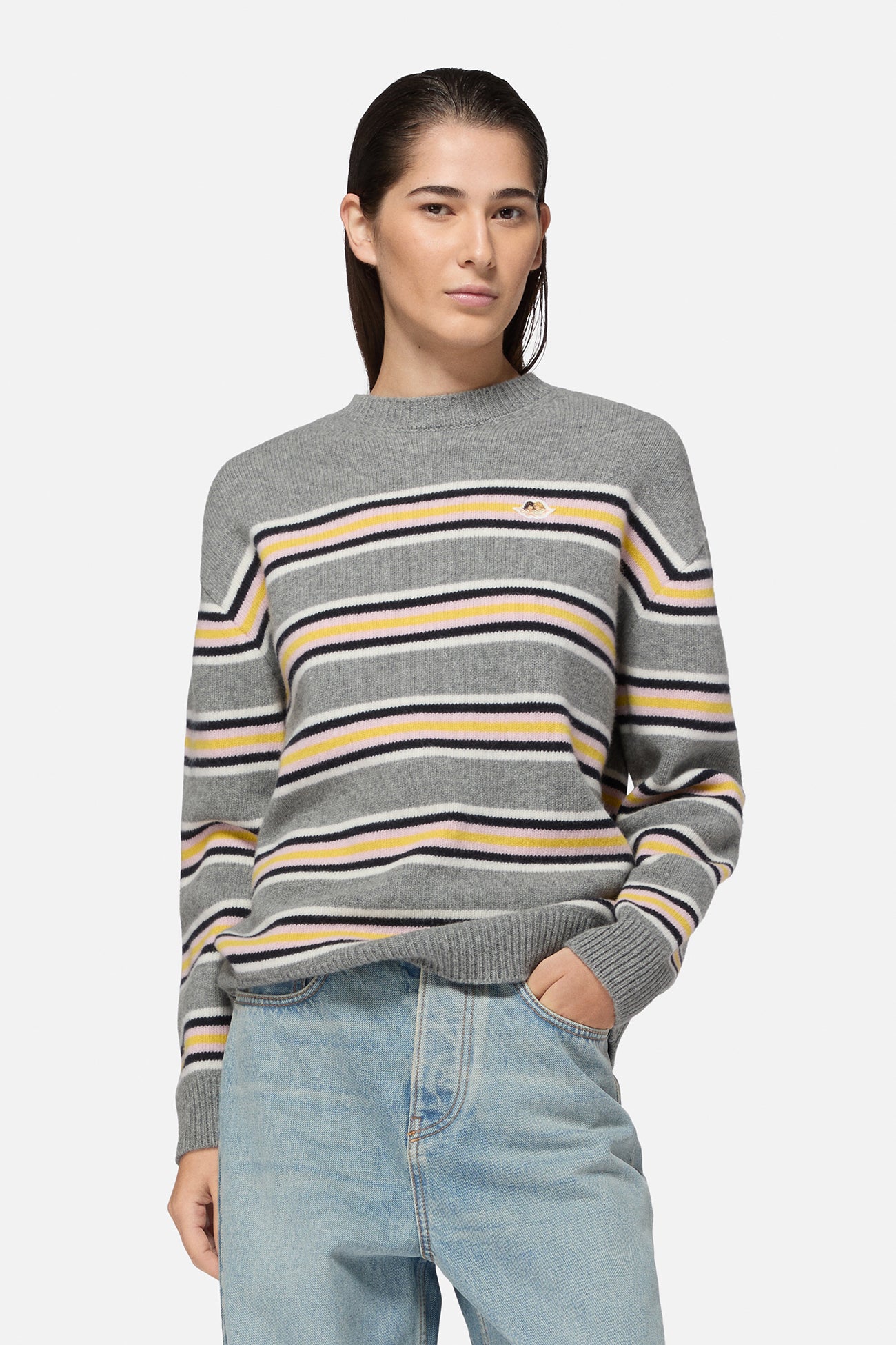 Striped Angels Patch Sweater