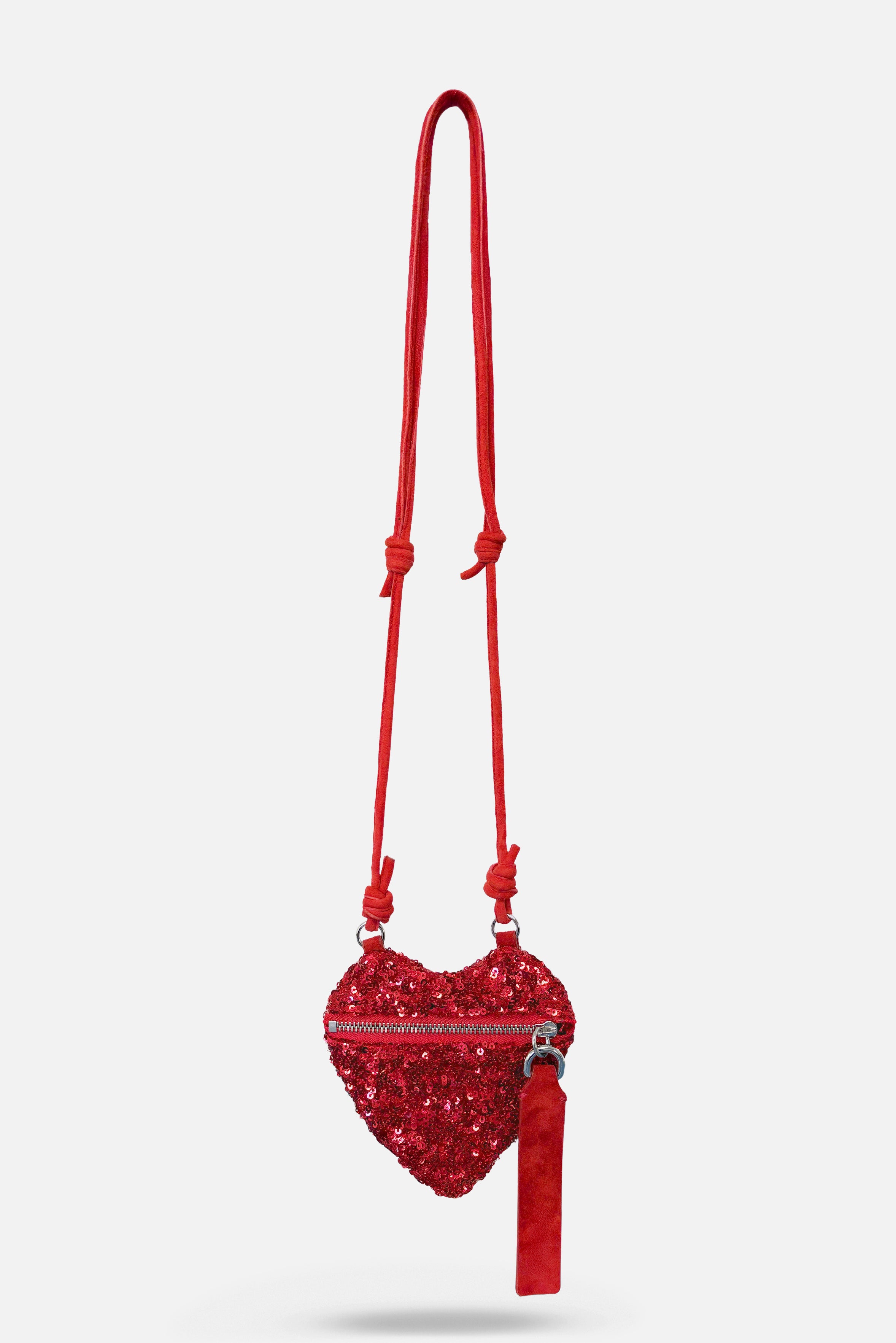 Sequin Heart Mini Bag Red