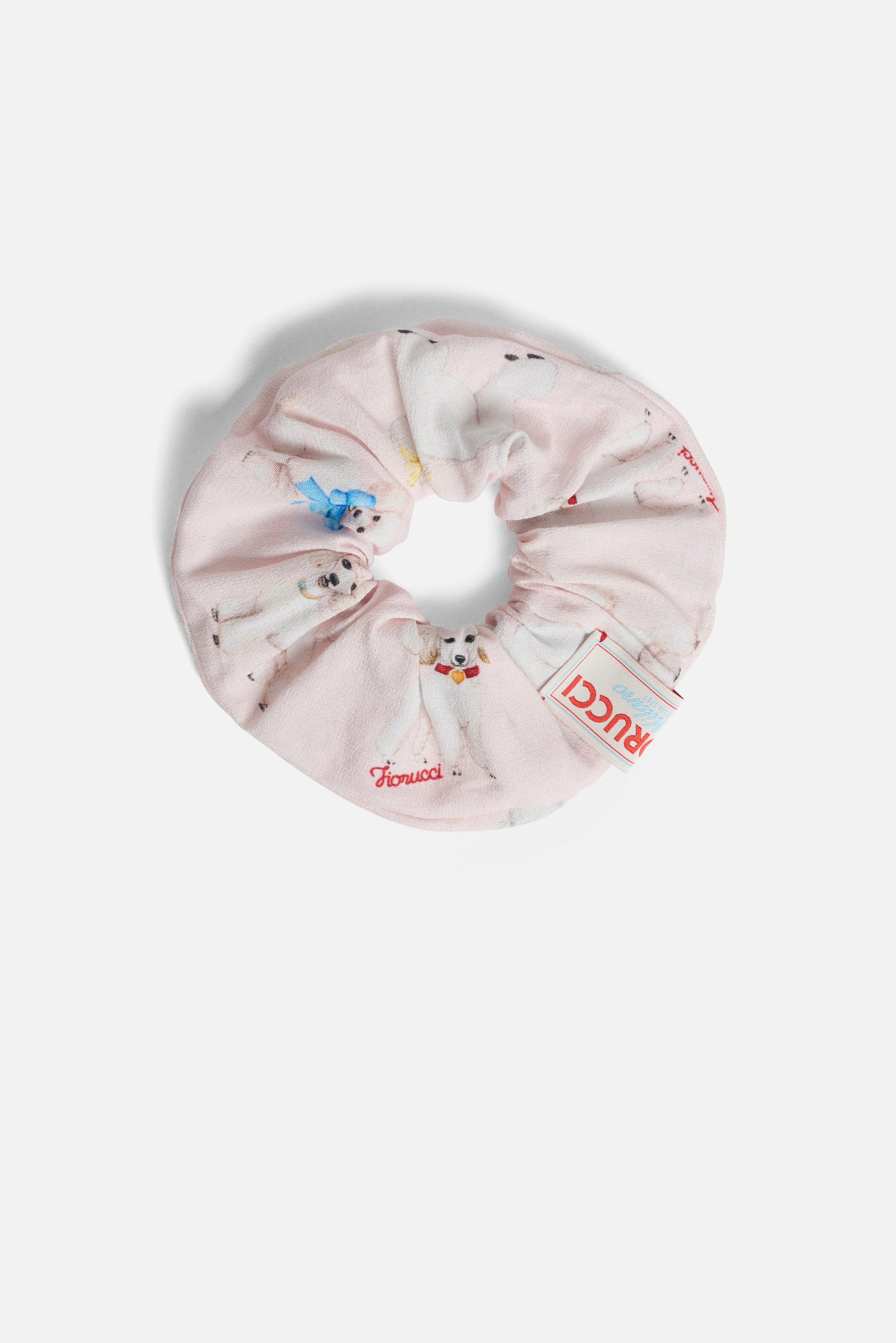 Poodle Print Scrunchie Pink