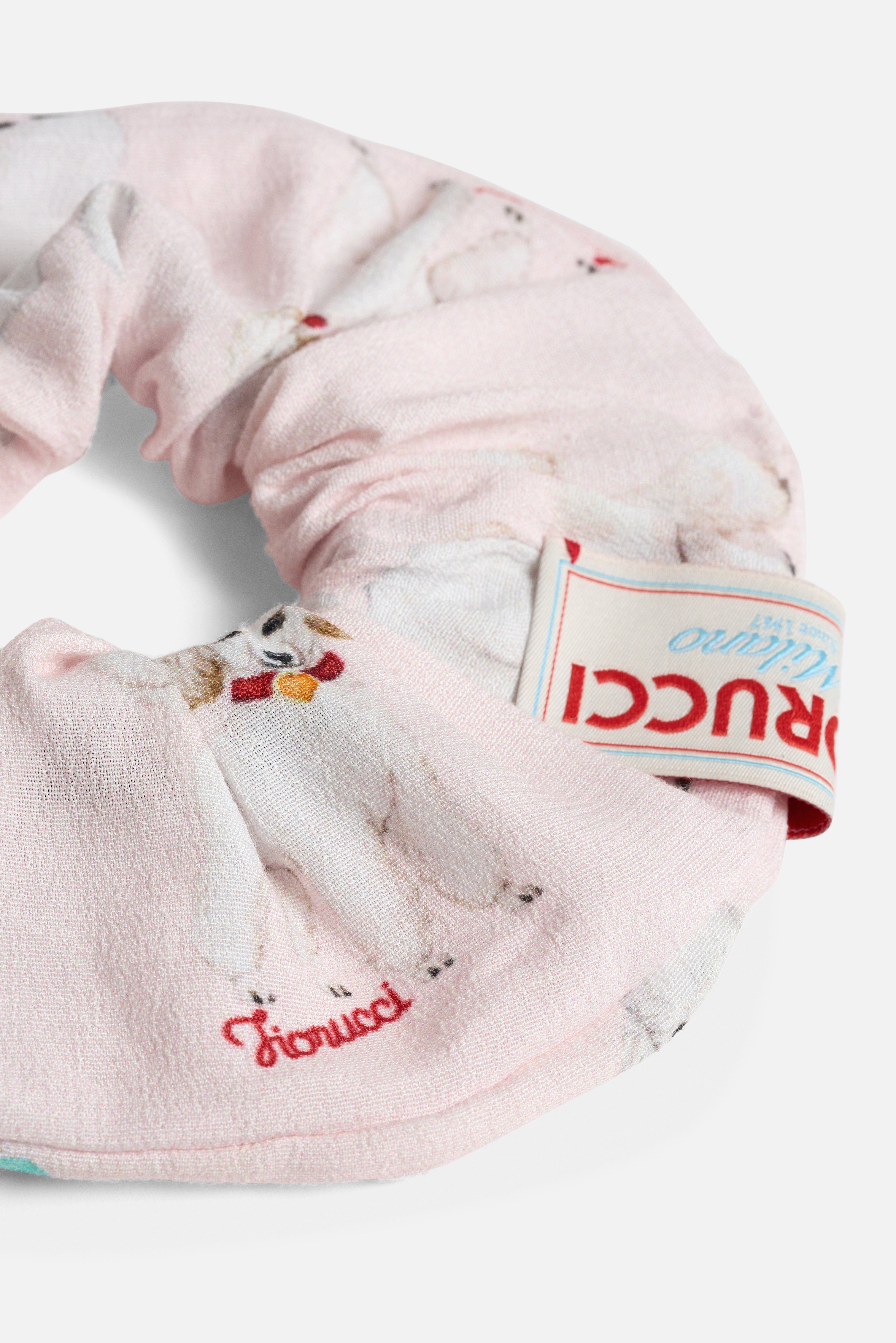 Poodle Print Scrunchie Pink