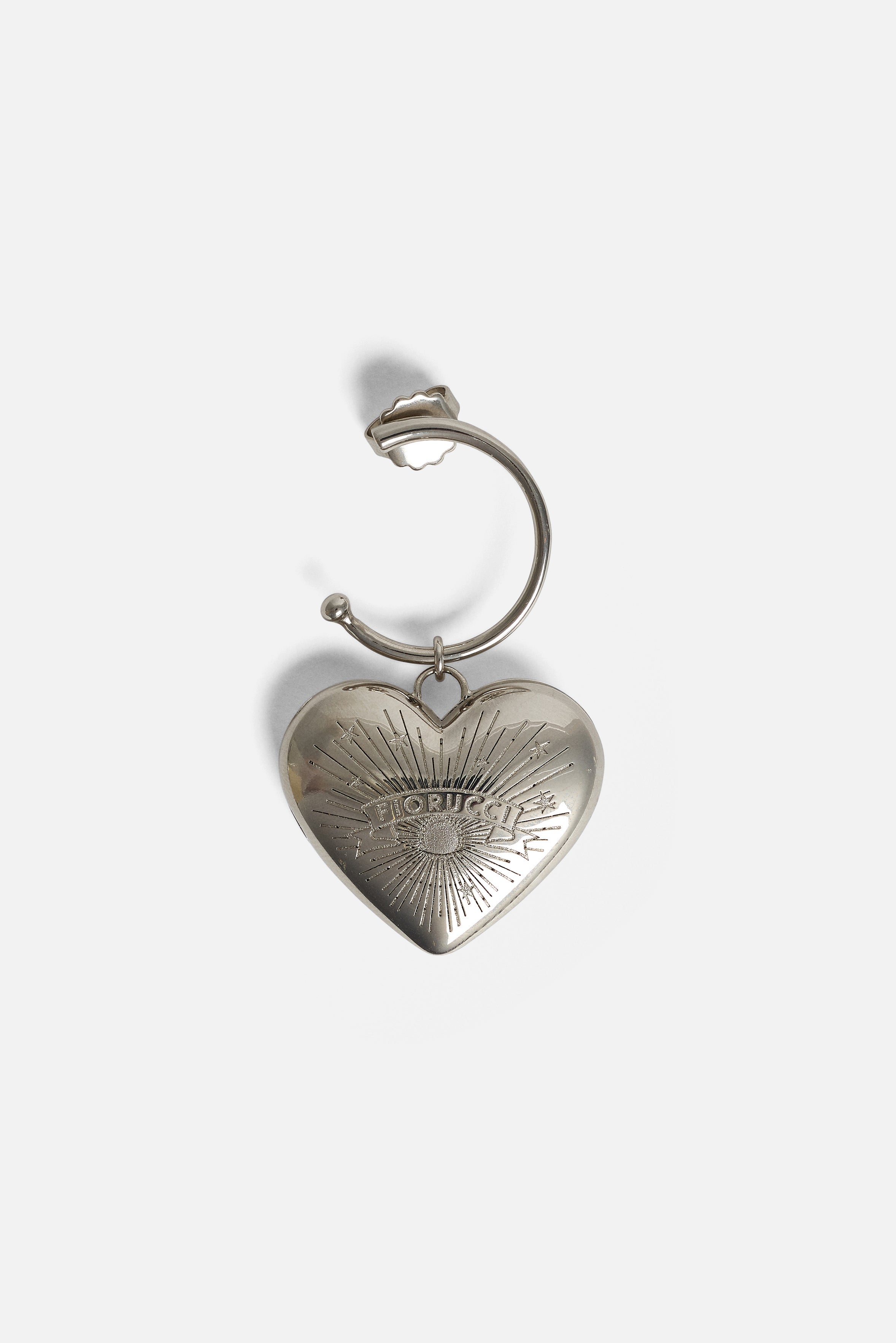 Heart Locket Logo Earrings Silver
