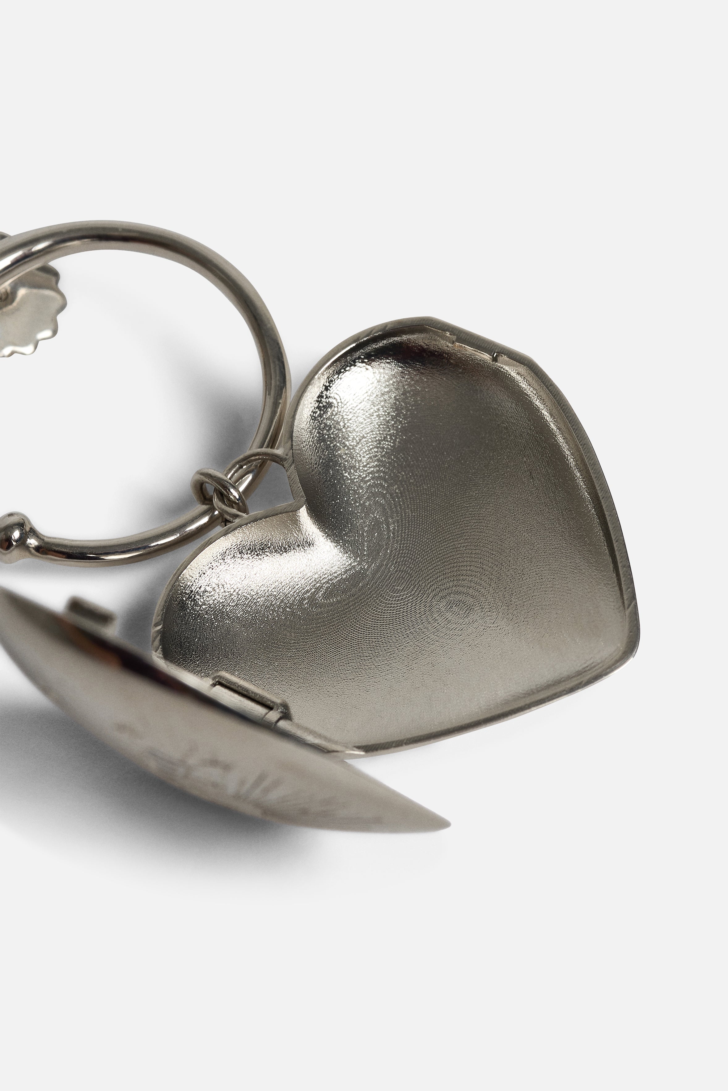 Heart Locket Logo Earrings Silver