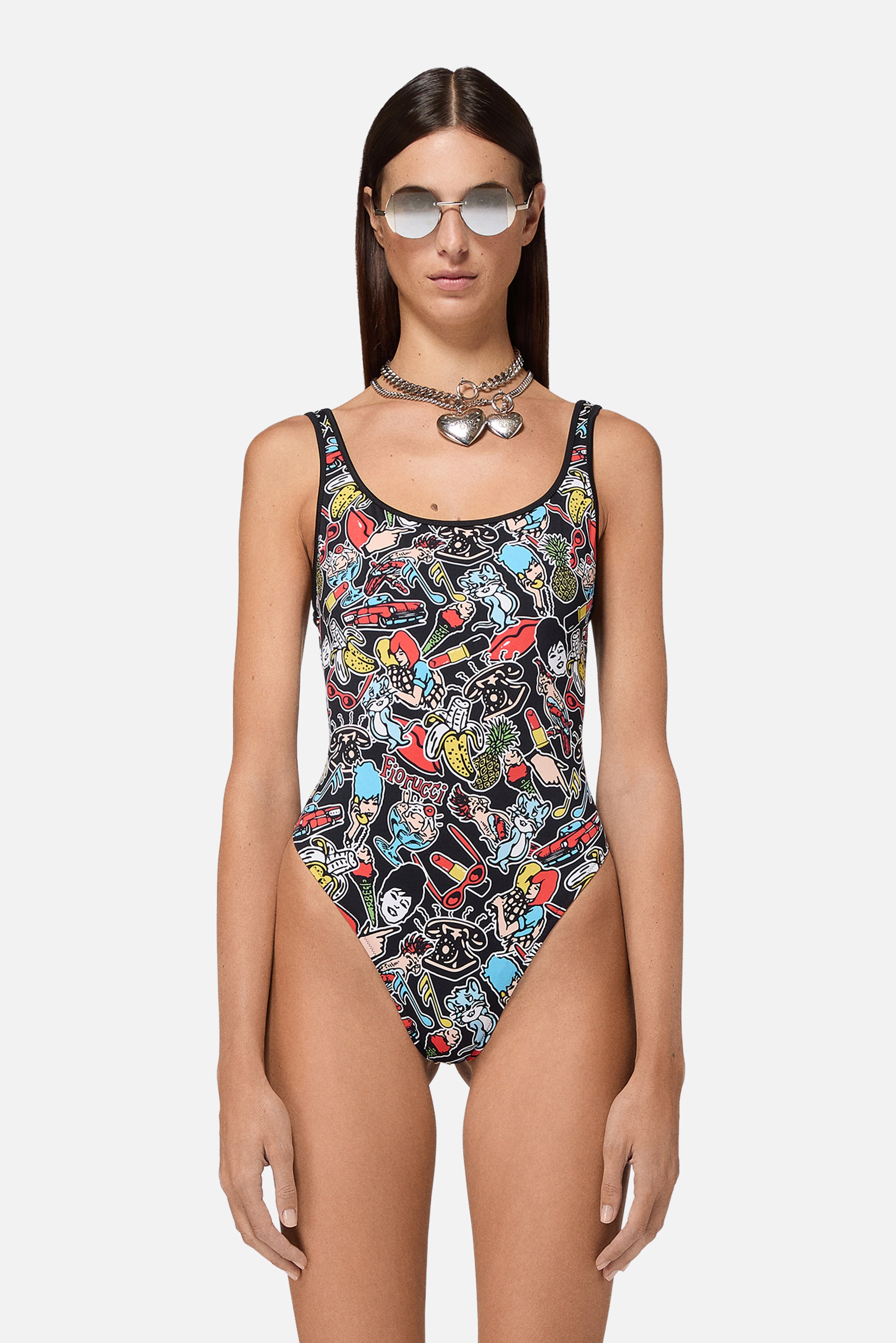 Toys Print One Piece Swimsuit Black