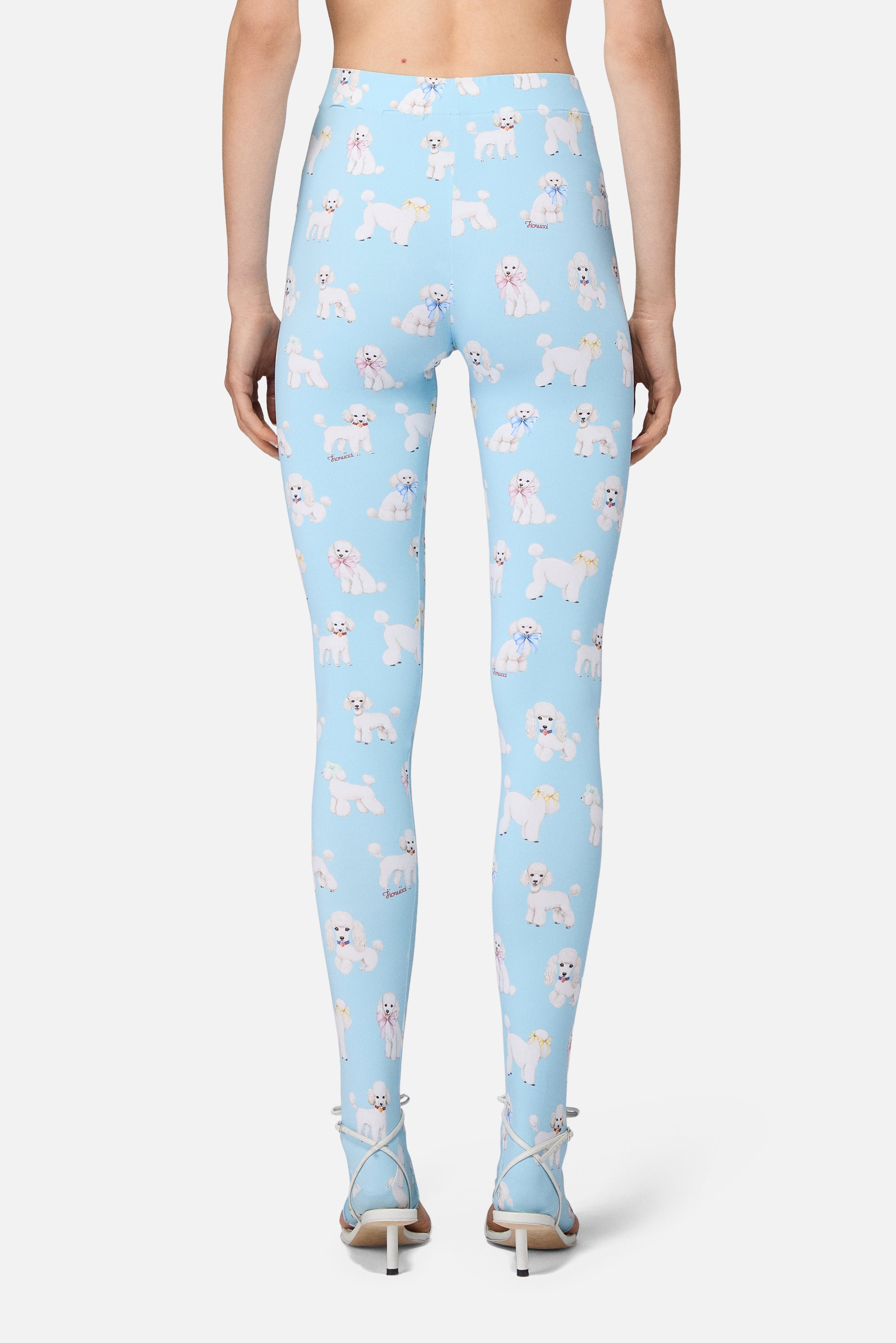 Poodle Print Leggings Light Blue