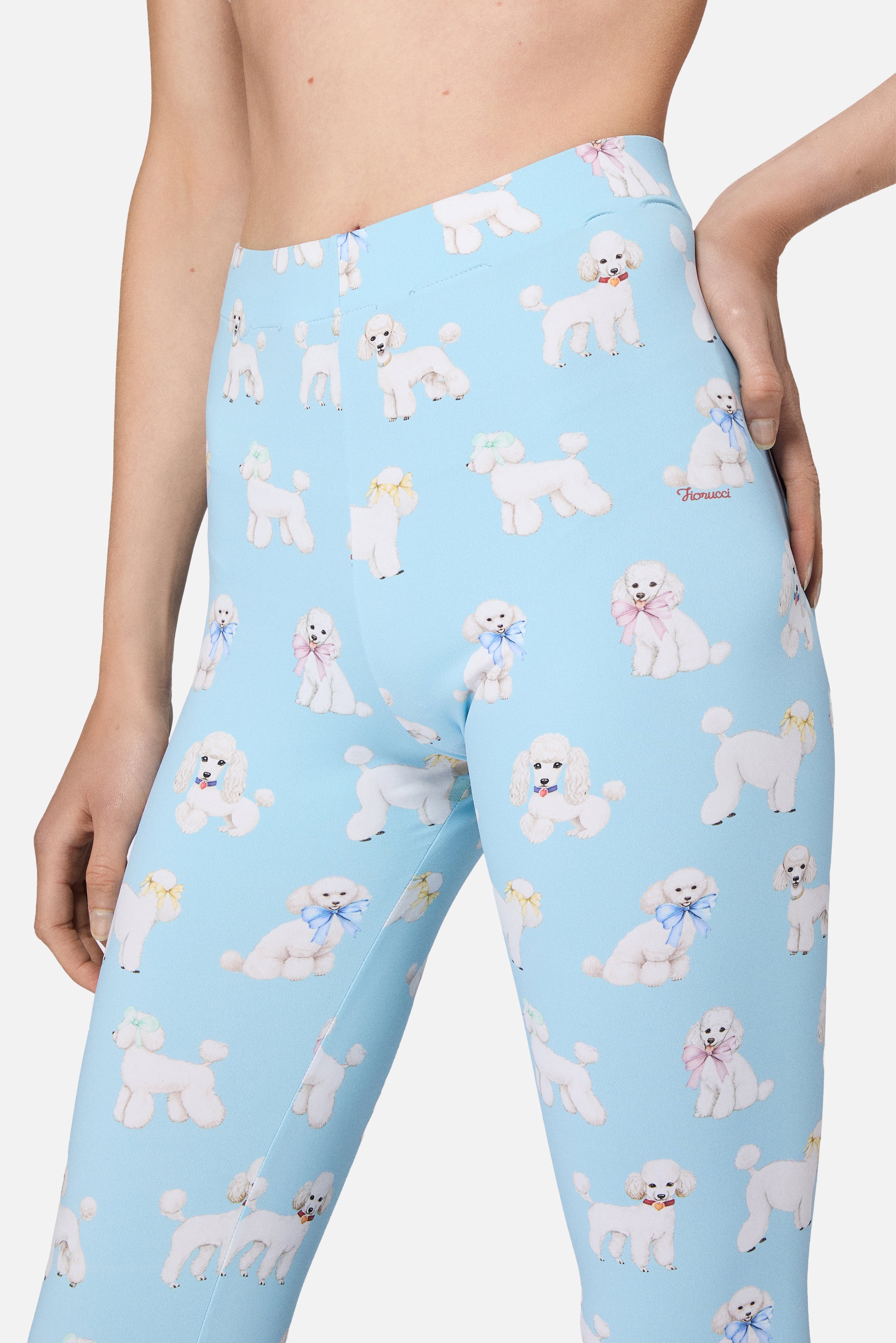 Poodle Print Leggings Light Blue