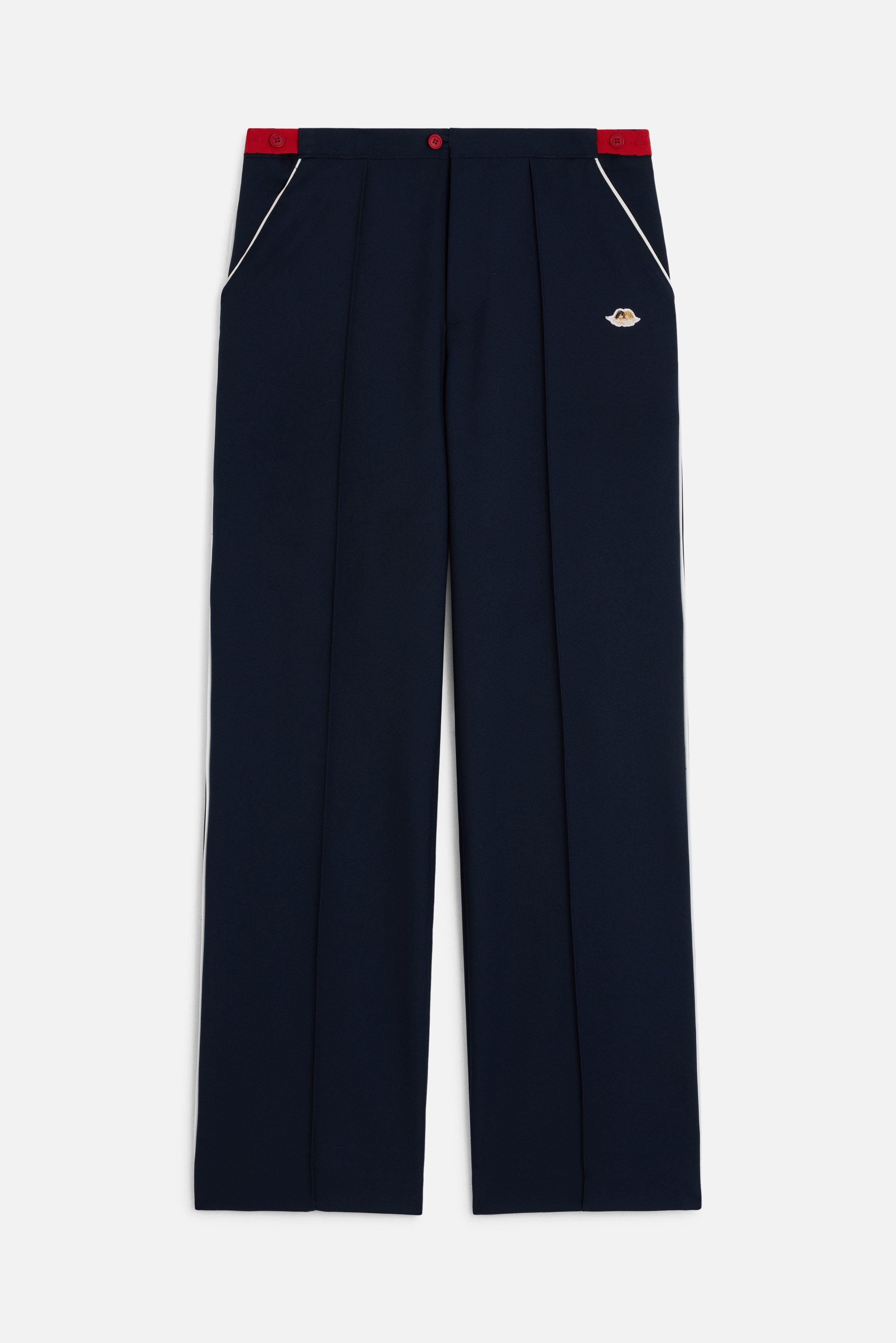 Angels Patch Contrast Piping Trousers Navy