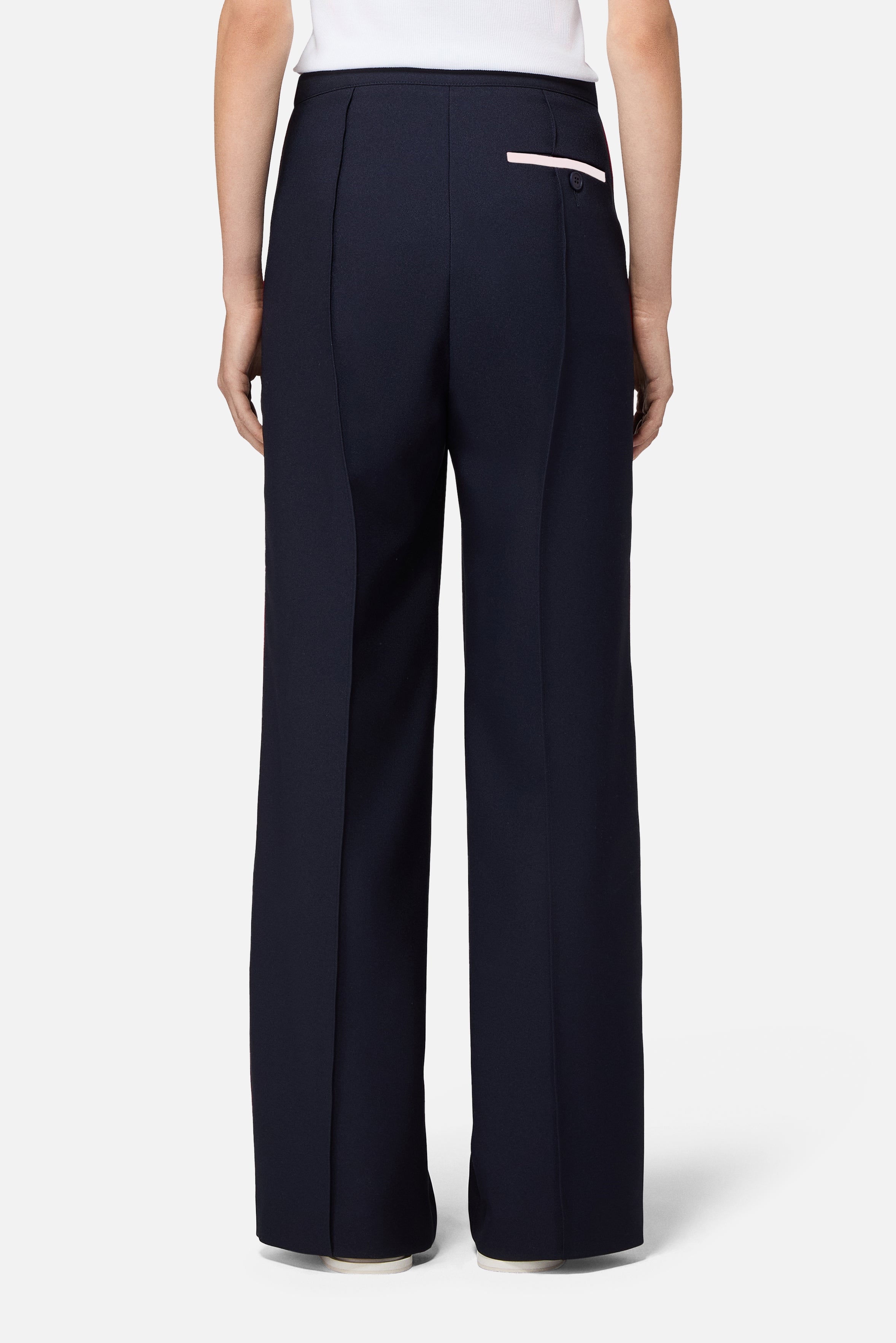 Angels Patch Contrast Piping Trousers Navy
