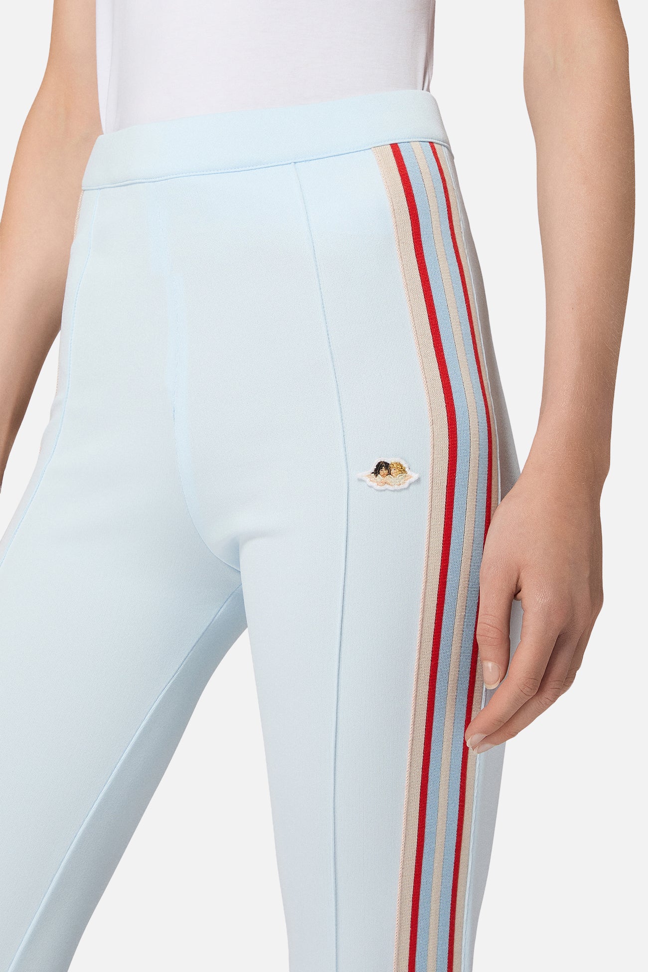 Stripe Angels Patch Leggings Light Blue