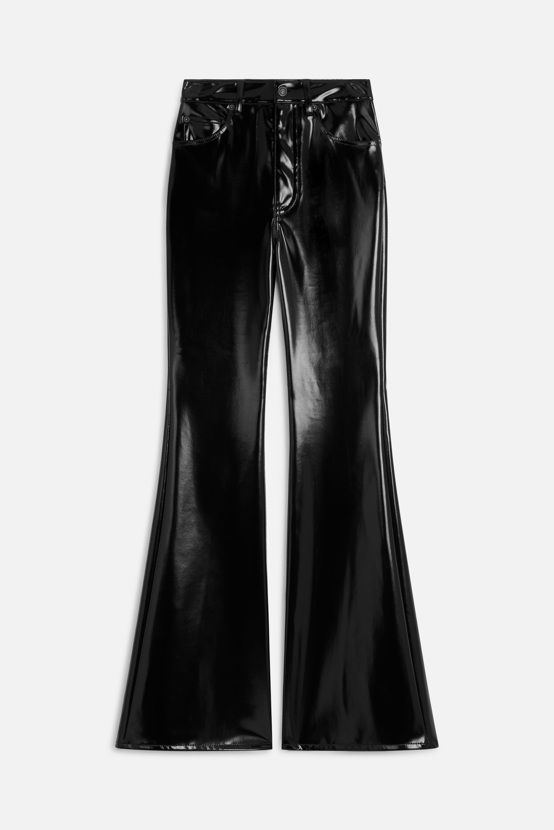Vinyl Flared Trousers Black