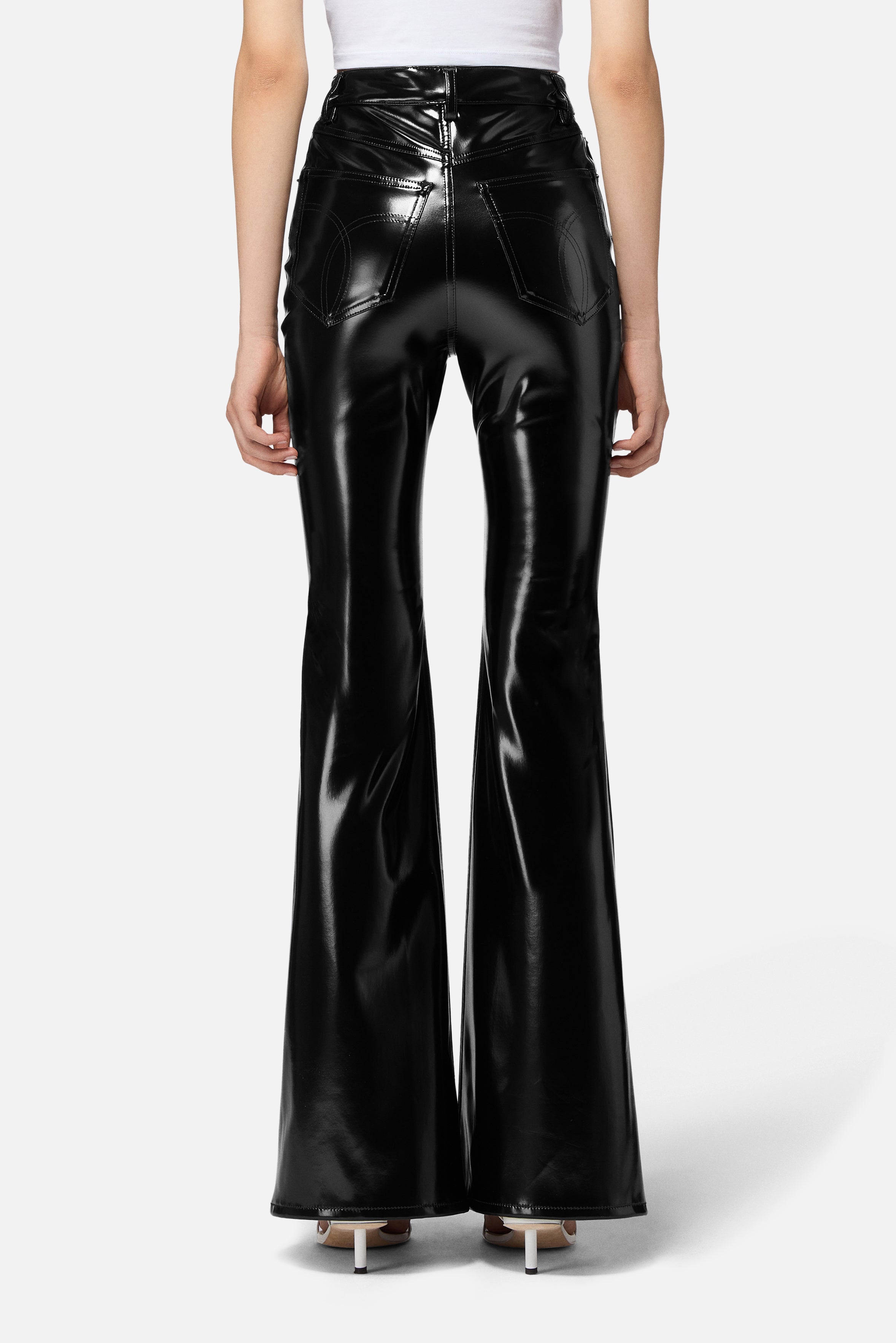 Vinyl Flared Trousers Black