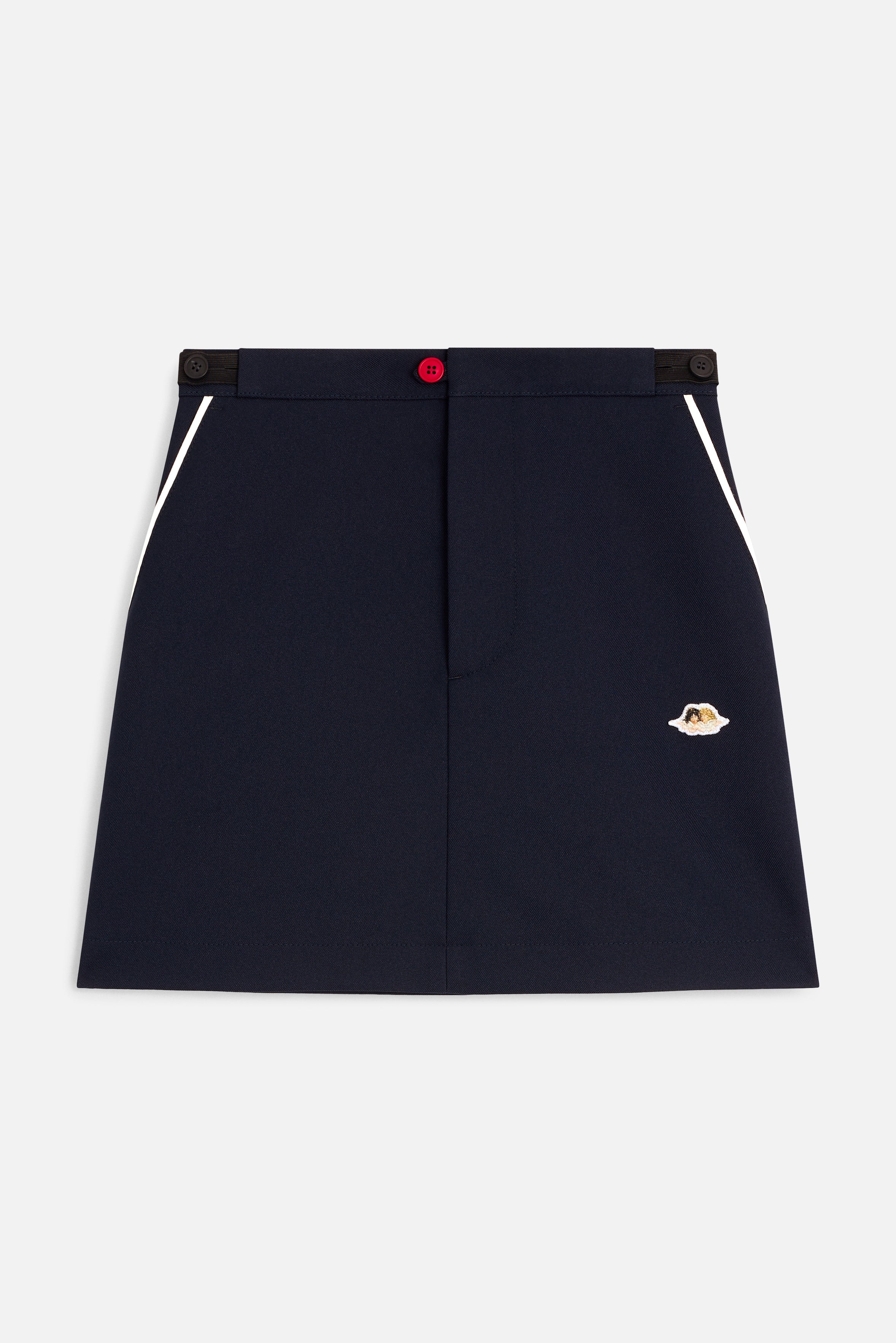 Angels Patch Contrast Piping Skirt in navy
